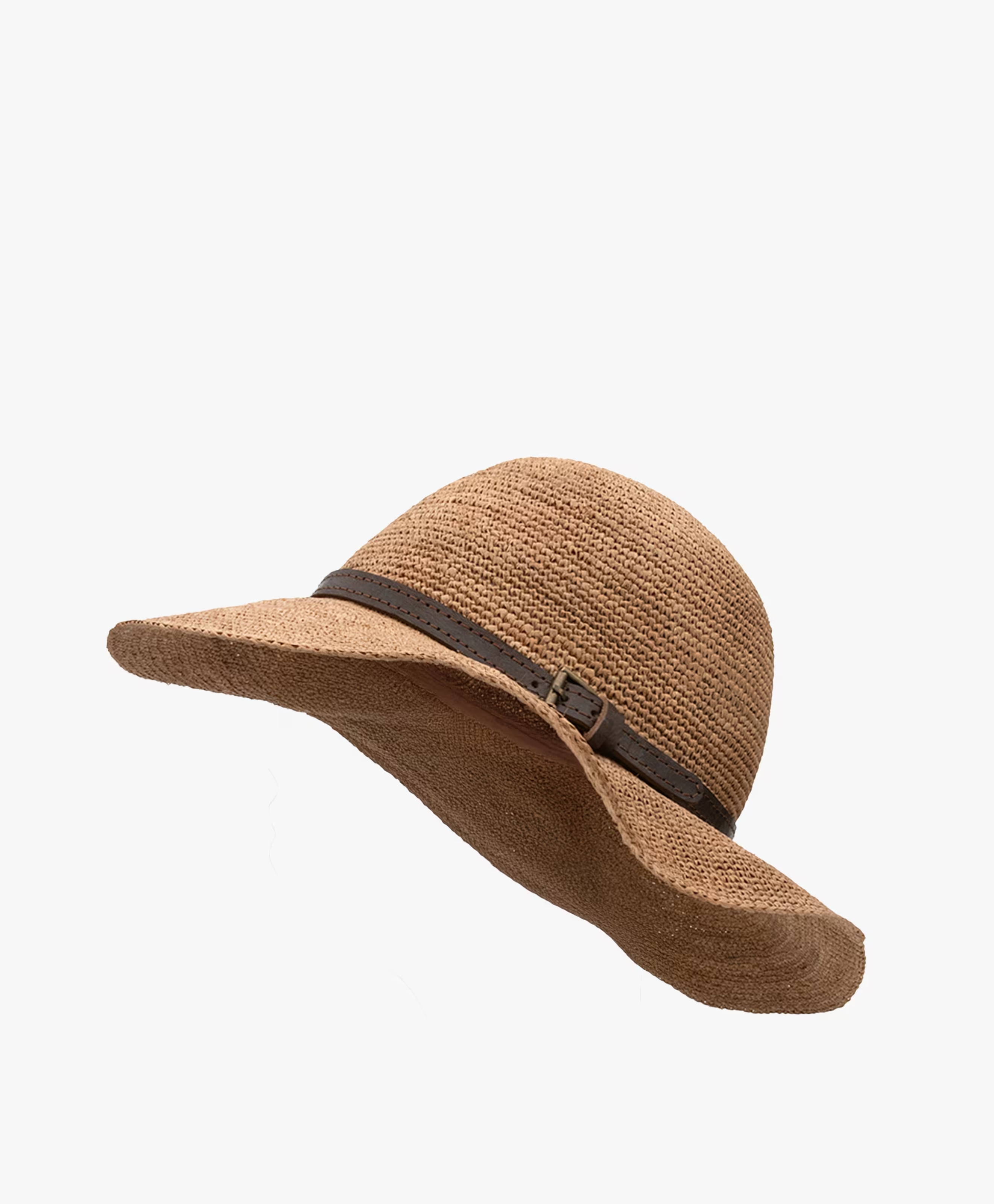 Raffia Hoed met Leren Riem