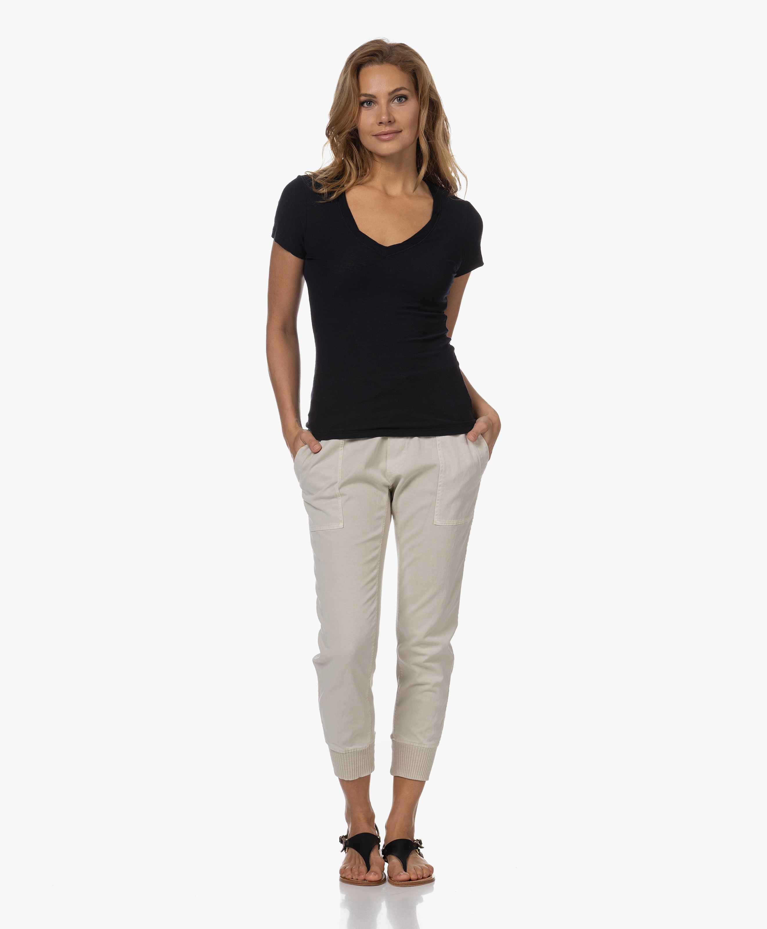 Slub Jersey V-hals T-shirt