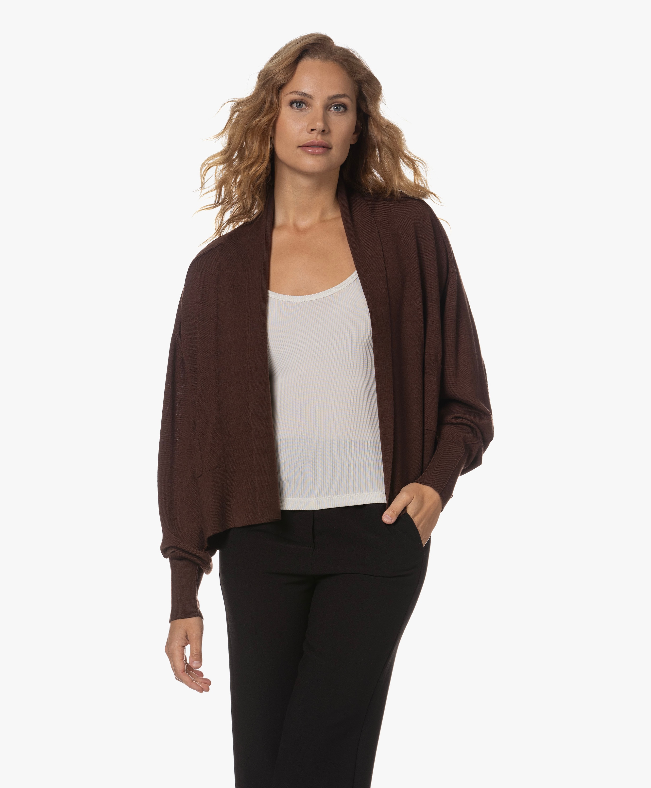 Open Cardigan with Shawl Collar