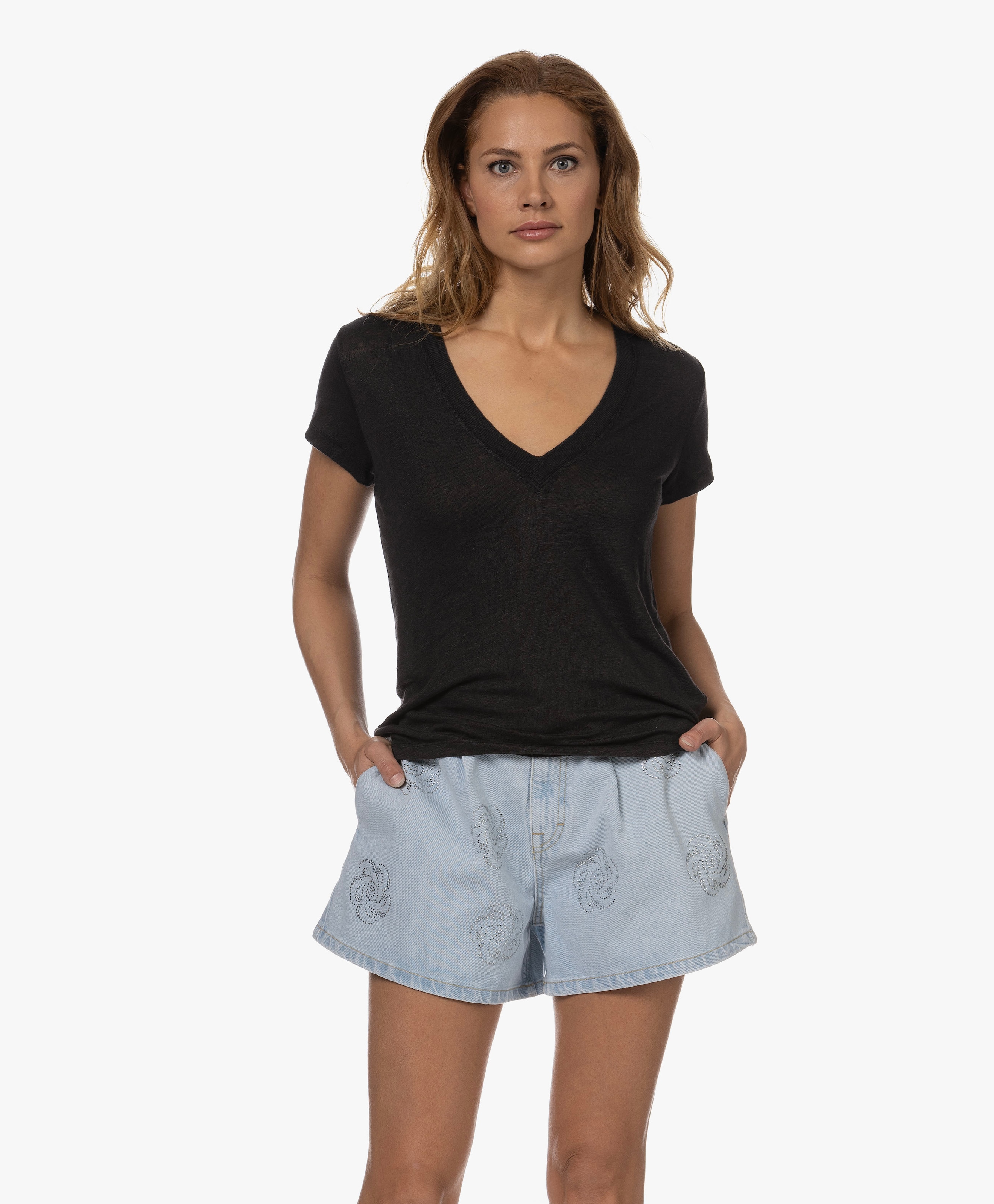 Rodeo Linnen V-hals T-shirt