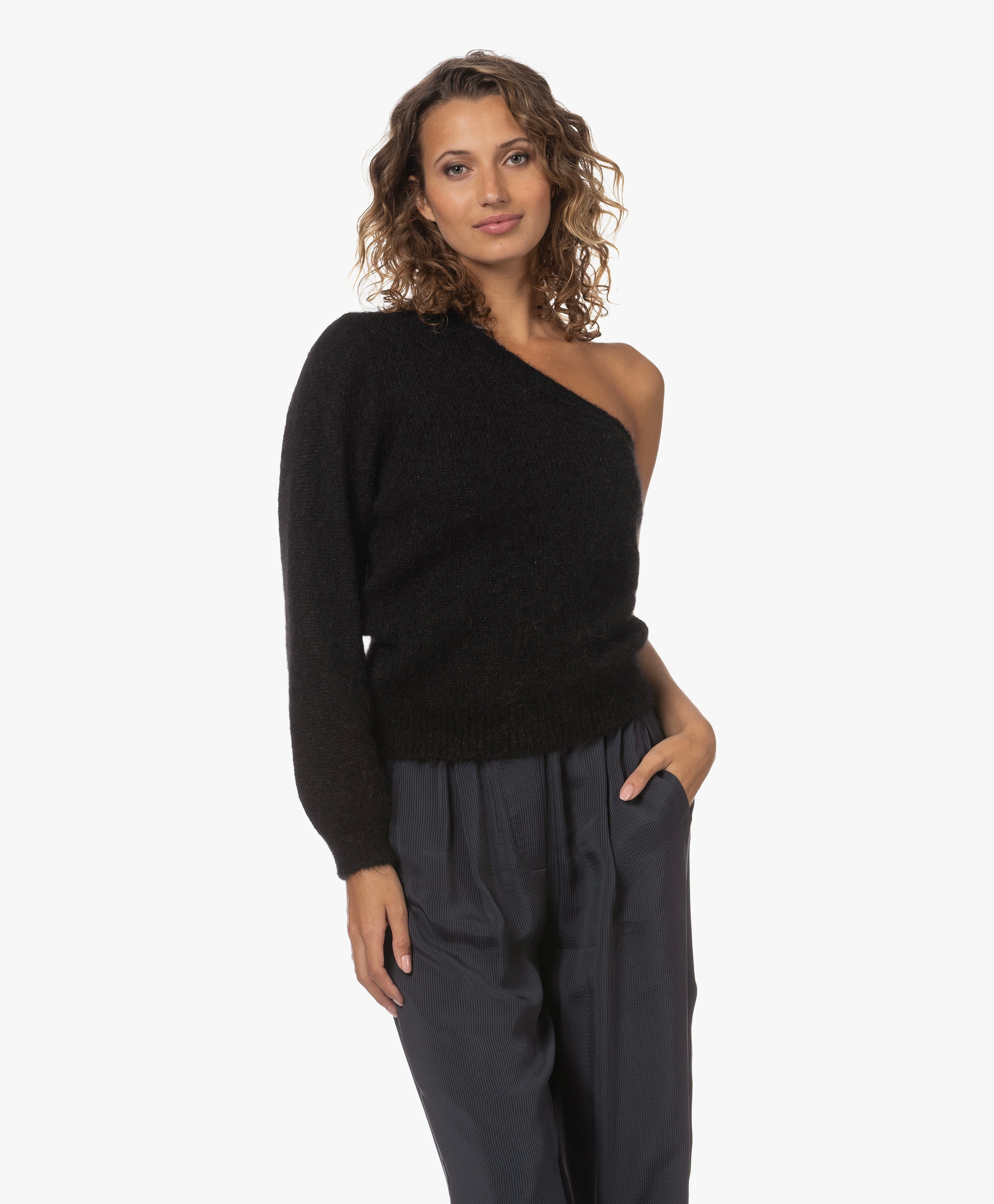 Solly One-Shoulder Alpacamix Lurex Trui