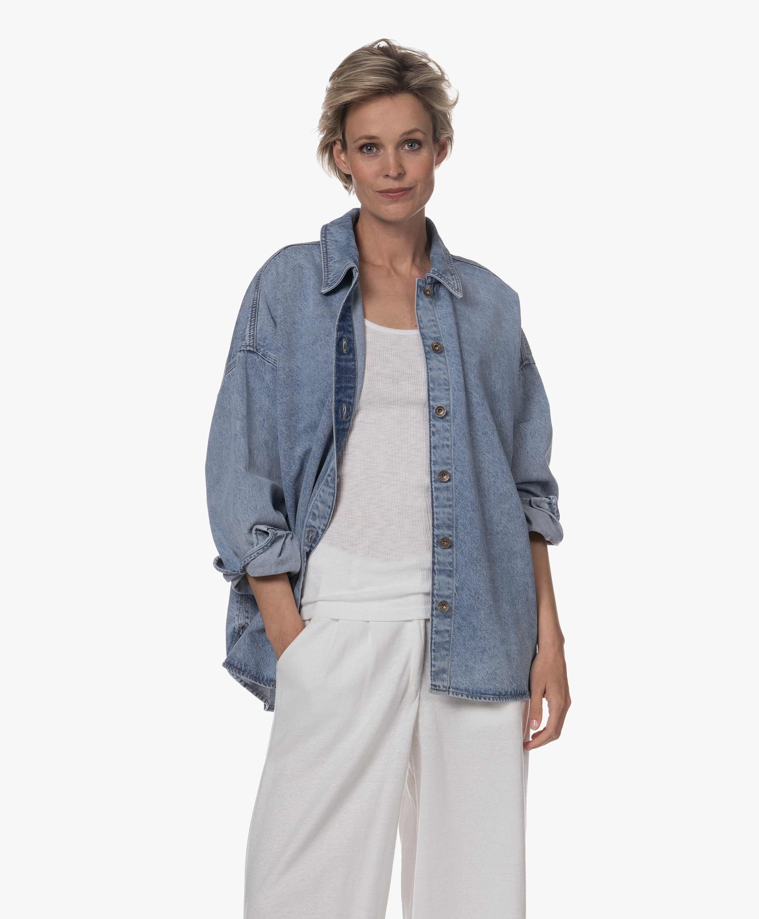 Lyndara Denim Blouse
