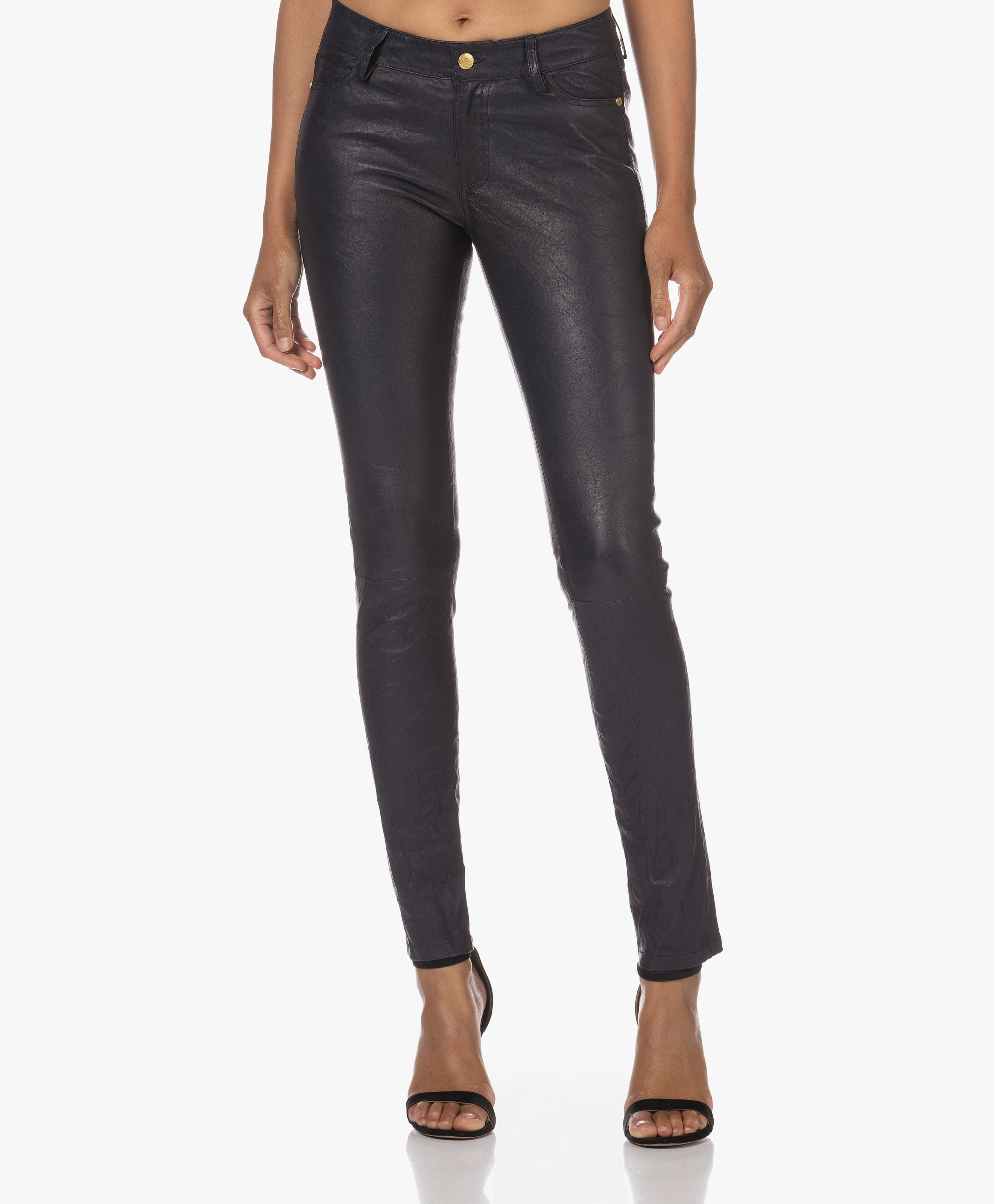 Phlame Crinkle Lamsleren Slim-fit Broek