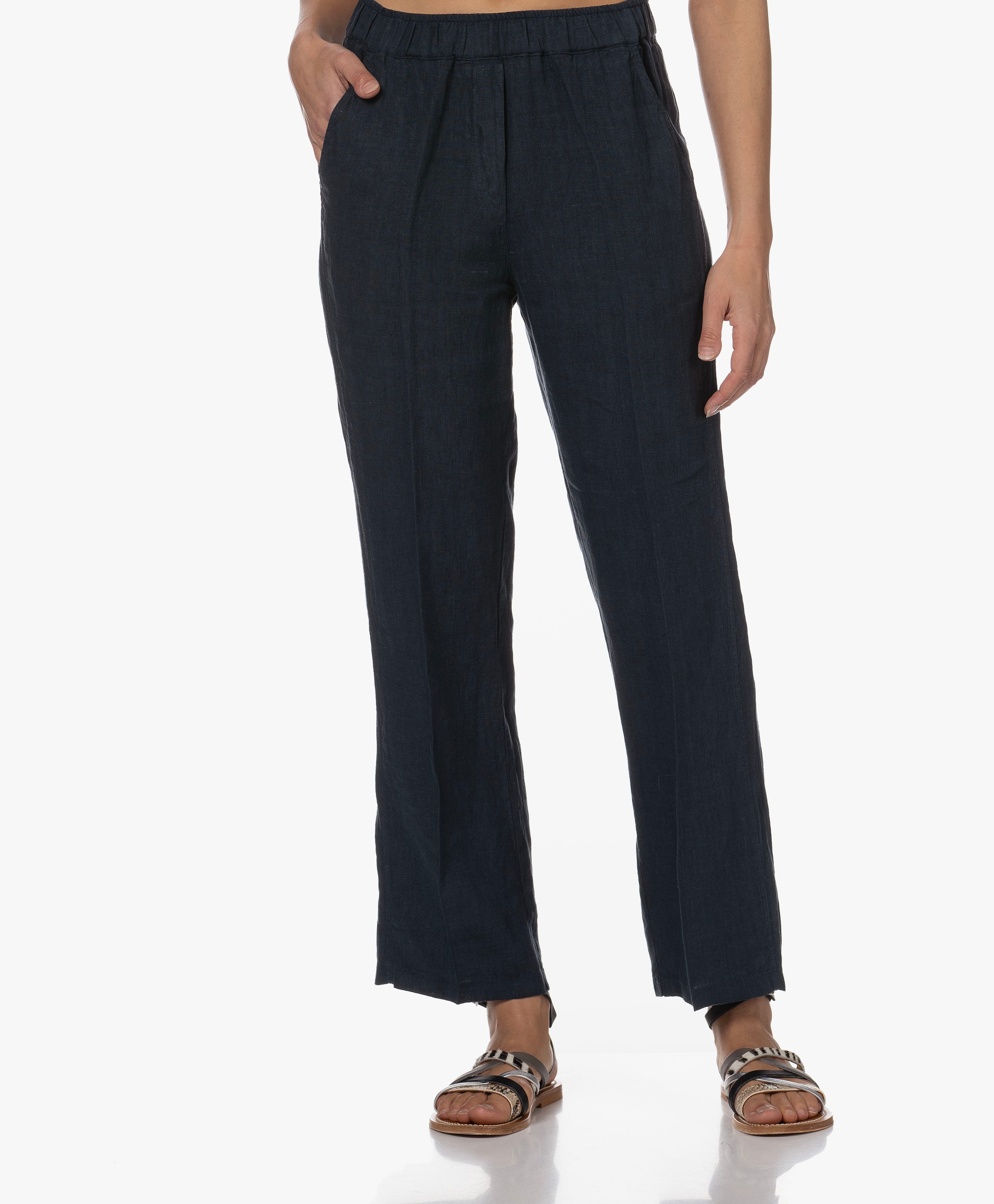 Cropped Linnen Pull-on Broek