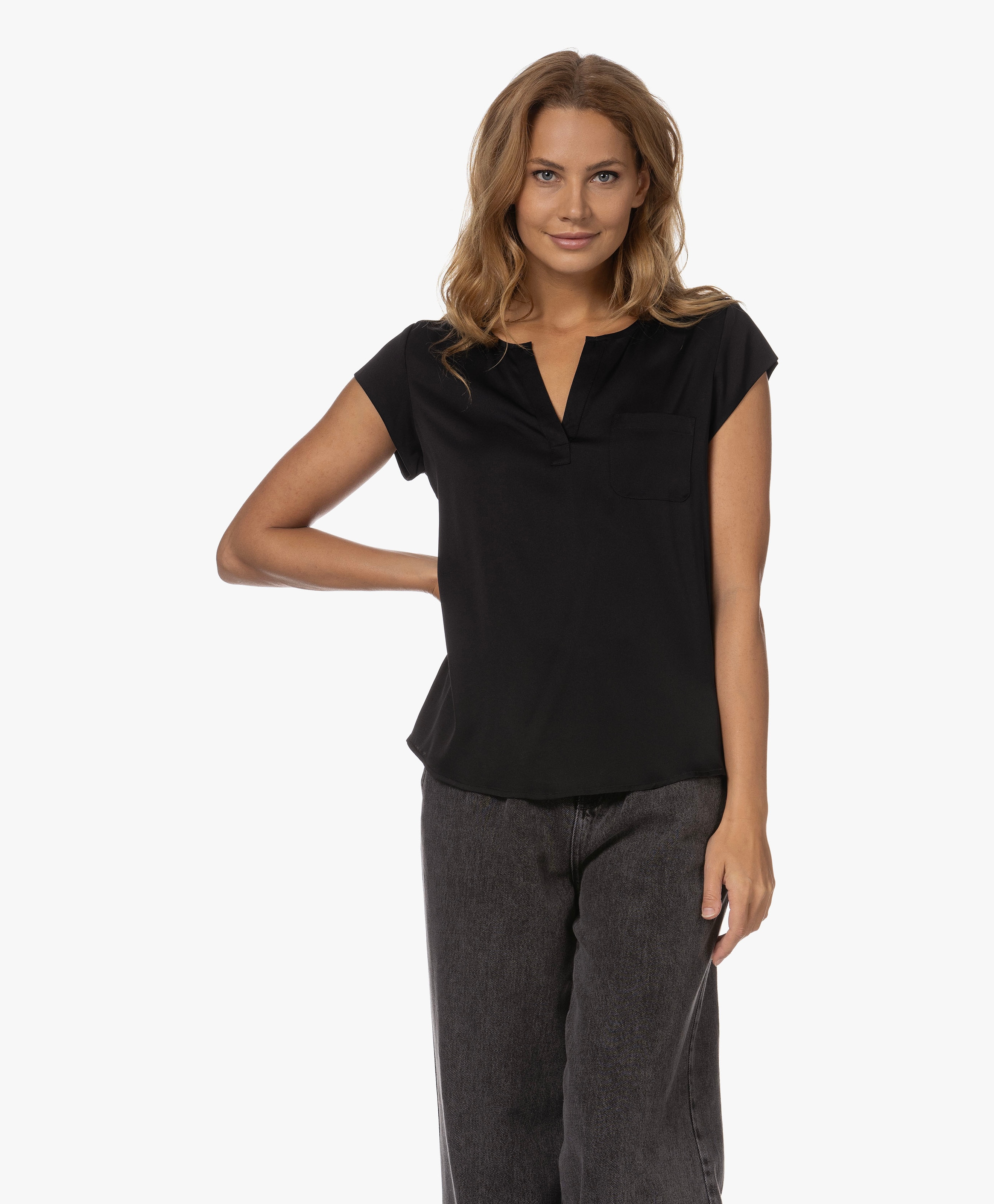 Zijden Blouse met Kapmouwen