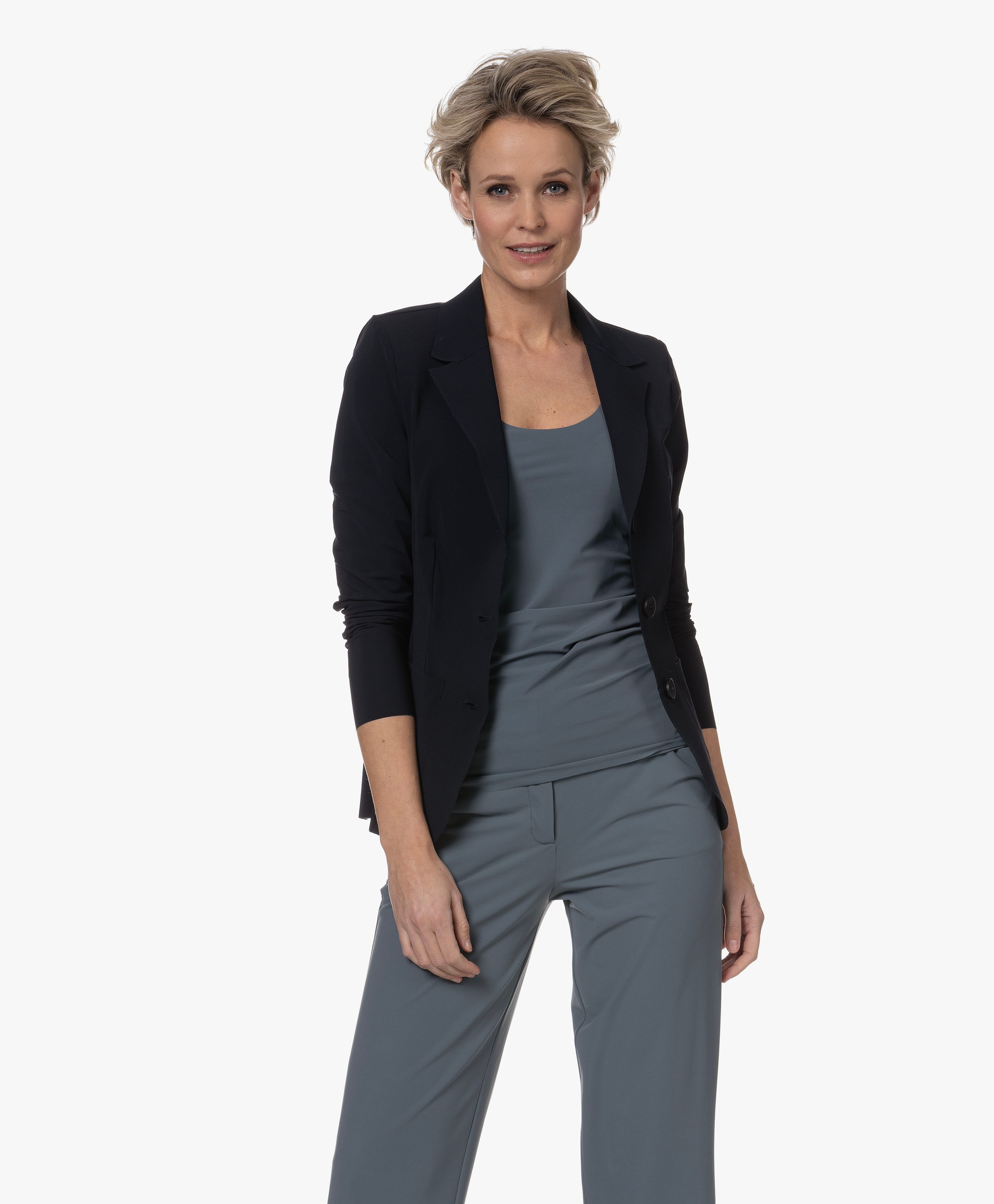 Yuuka Getailleerde Travel Jersey Blazer
