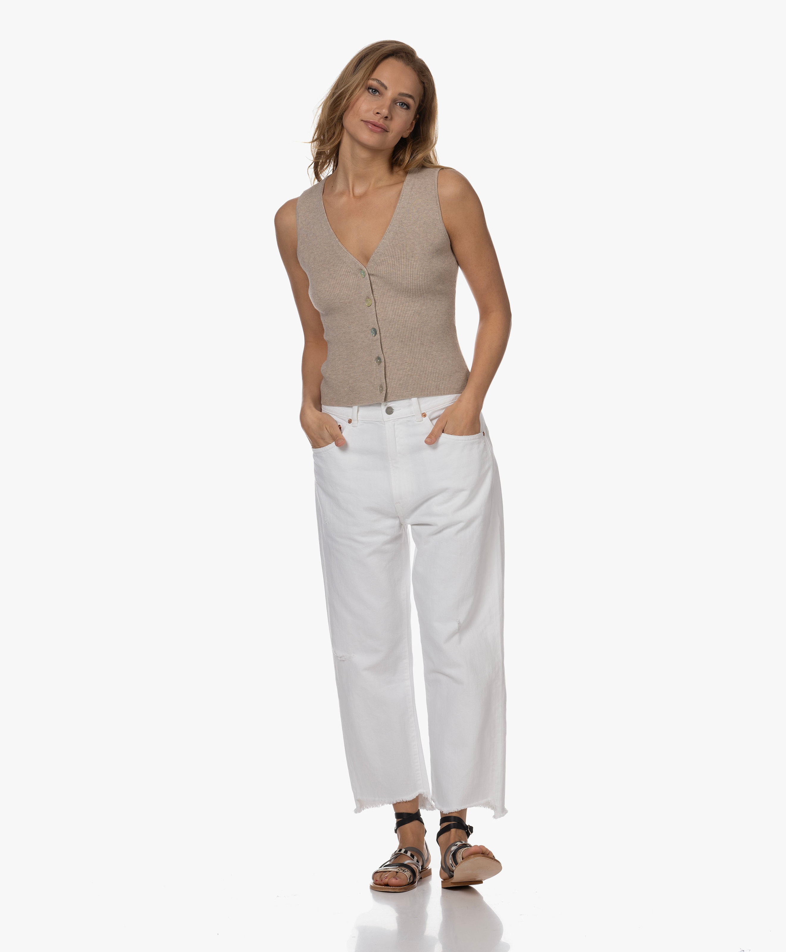 Rosa Gebreide Gilet Top