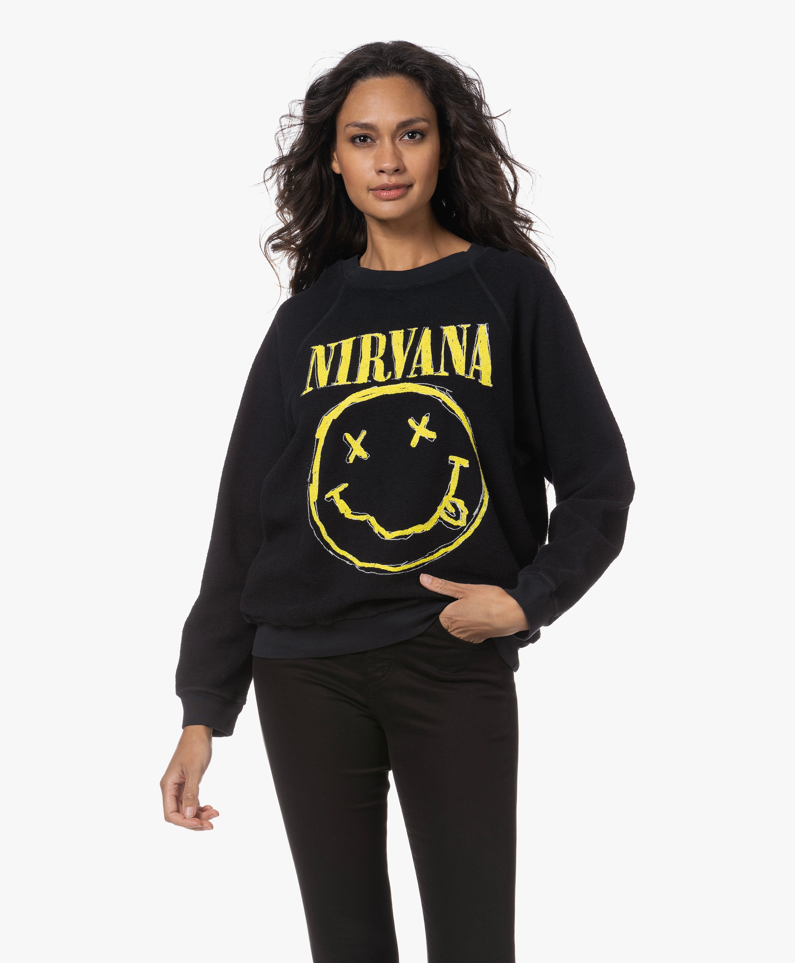 Nirvana Smiley Reverse Raglan Sweater