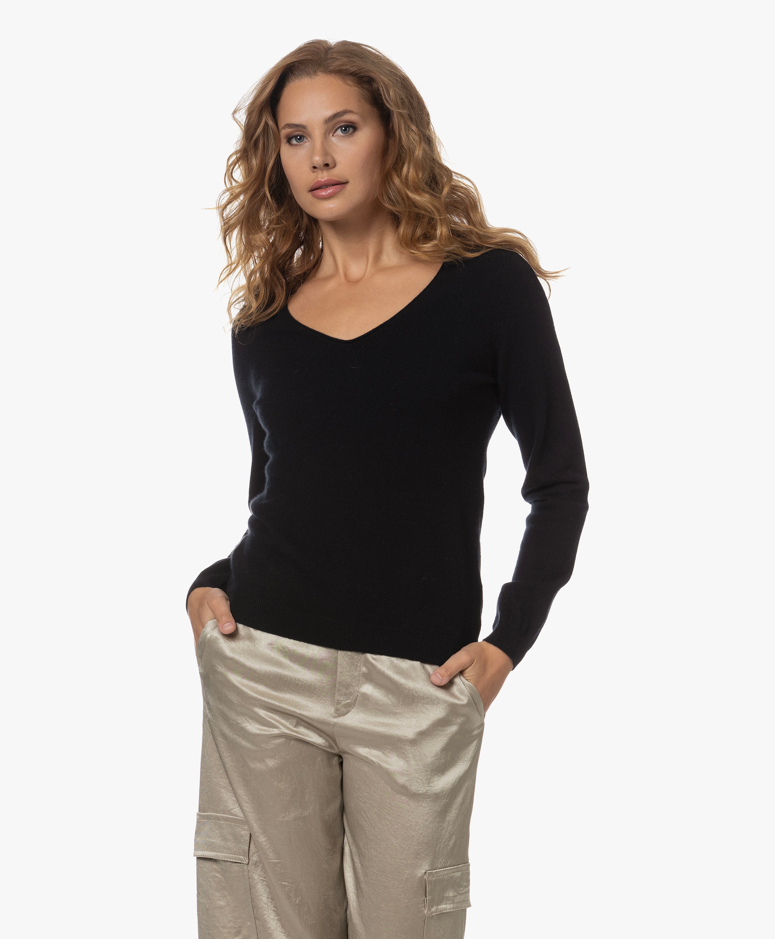 Organic Cashmere V-neck Sweater