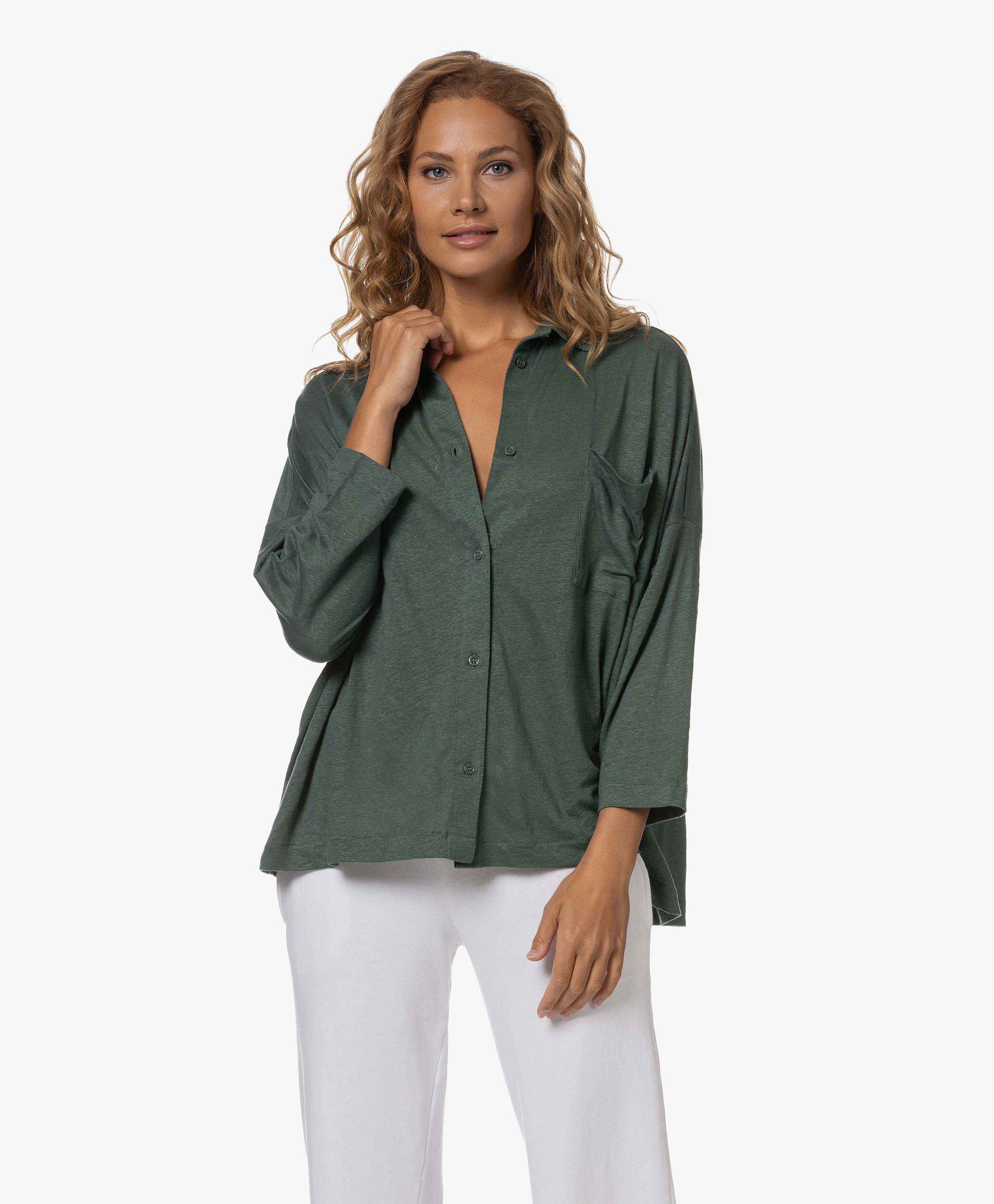 Linnen Blouse met Driekwartmouwen