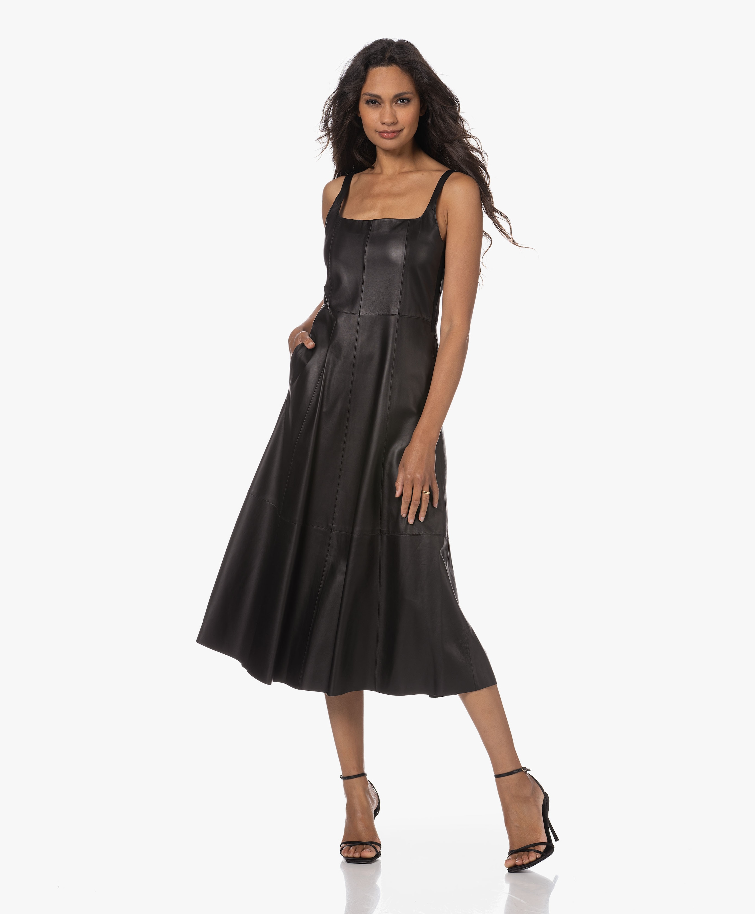 Square Neck Leather Dress