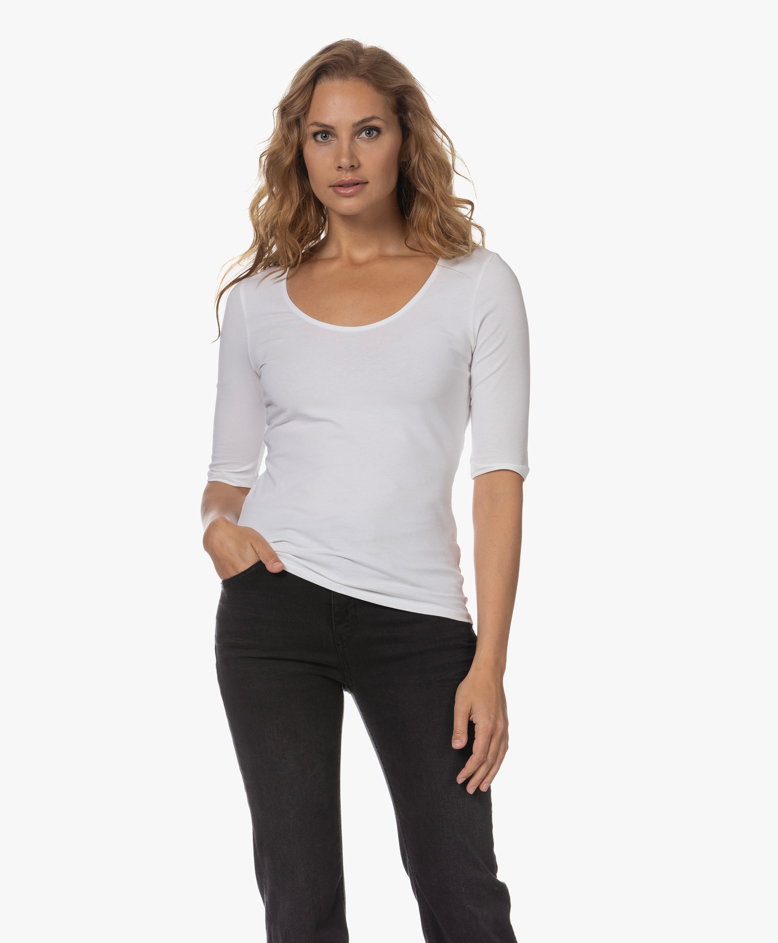 Cotton Stretch Scoop Neck T-shirt