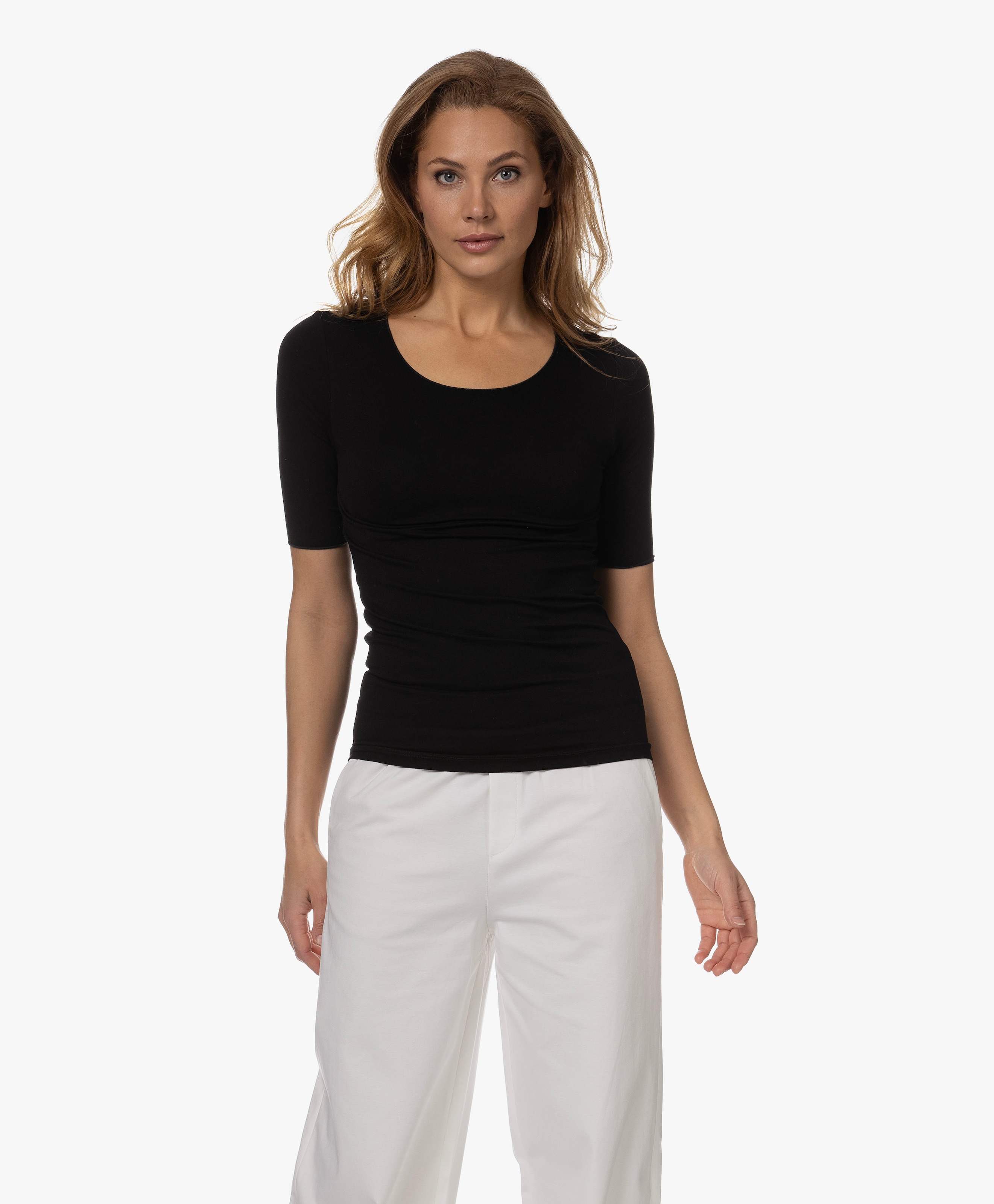 Superwashed T-shirt met Halflange Mouwen