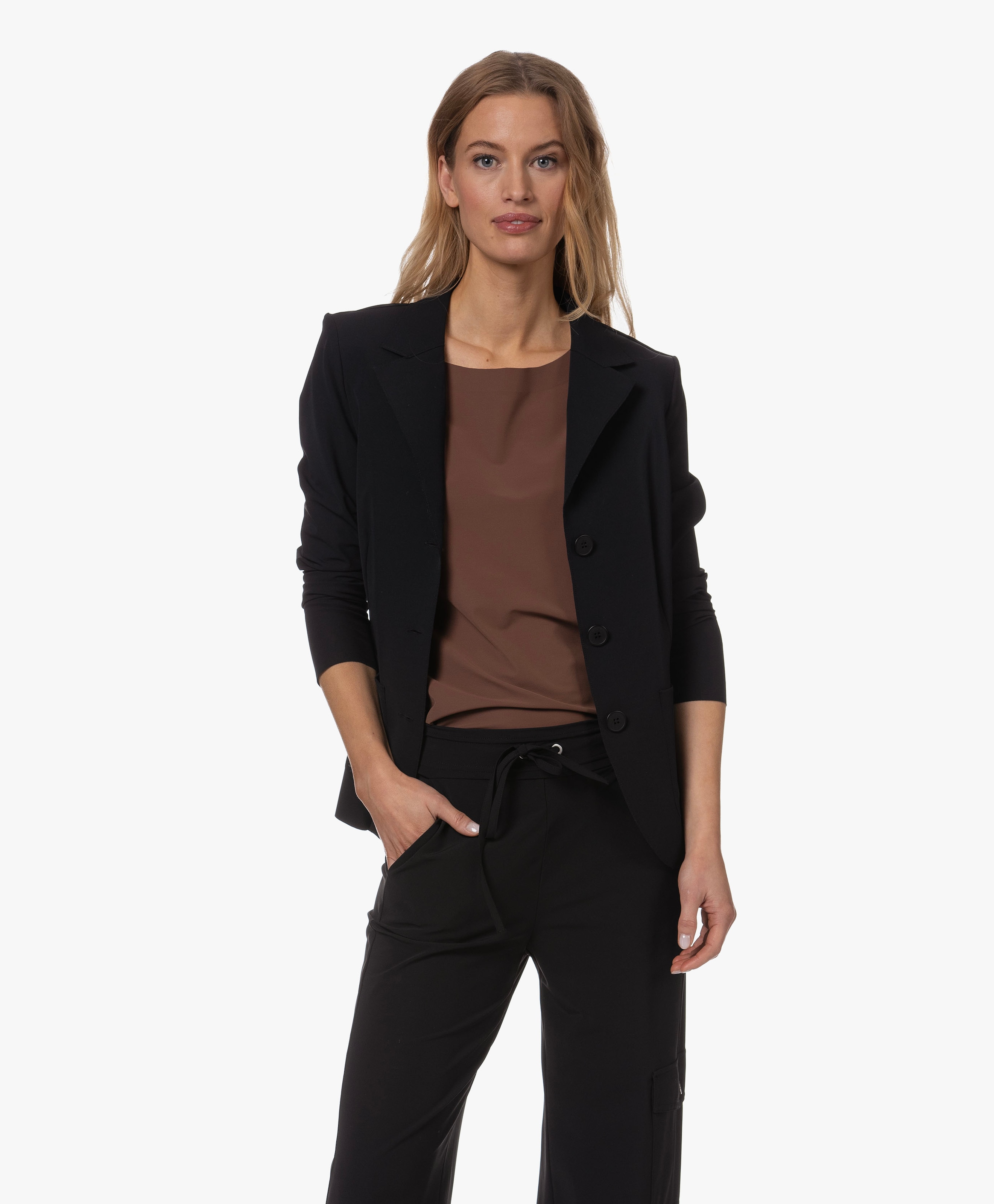 Yuuka Getailleerde Travel Jersey Blazer