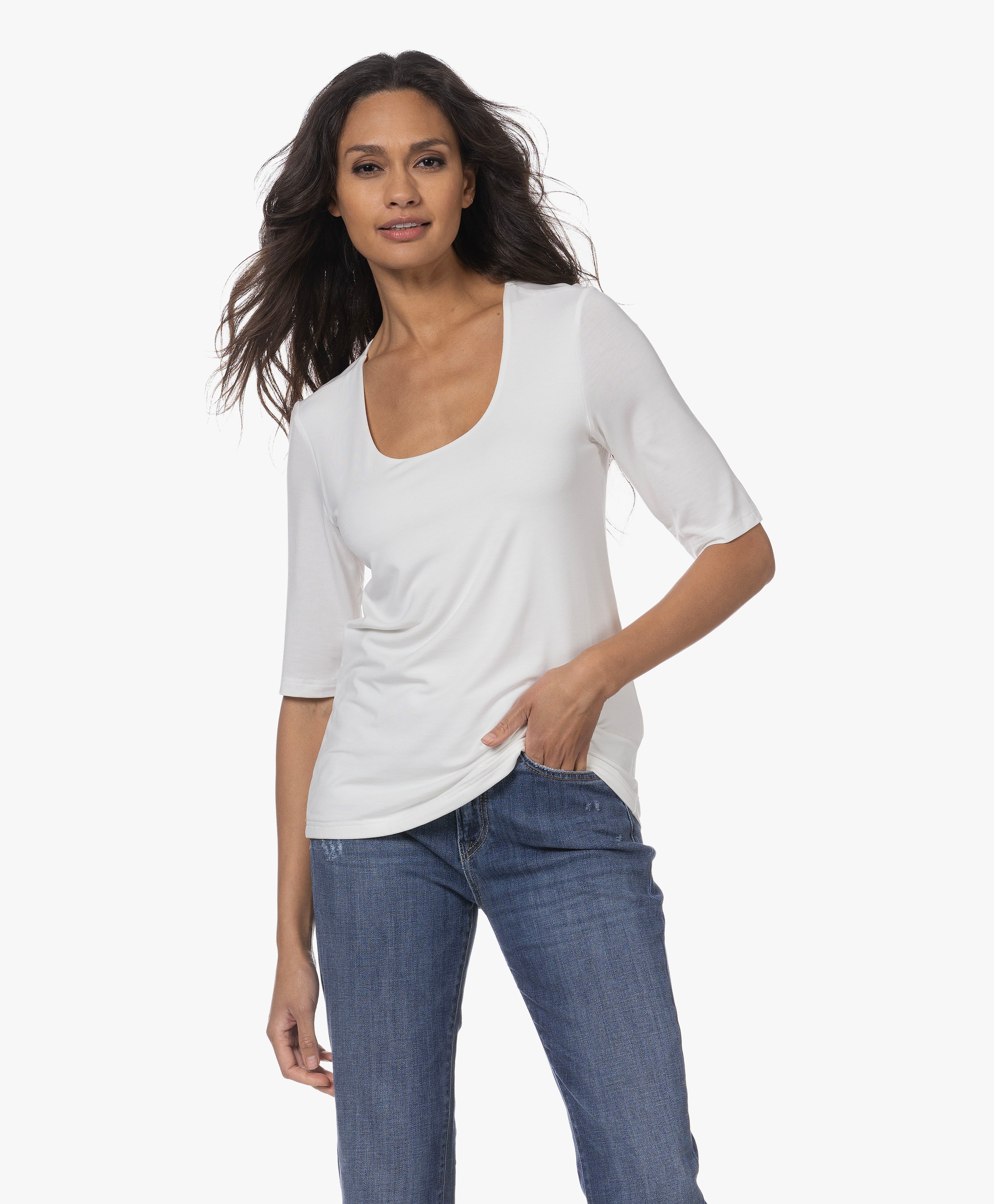 Lyocell T-shirt met Halflange Mouwen