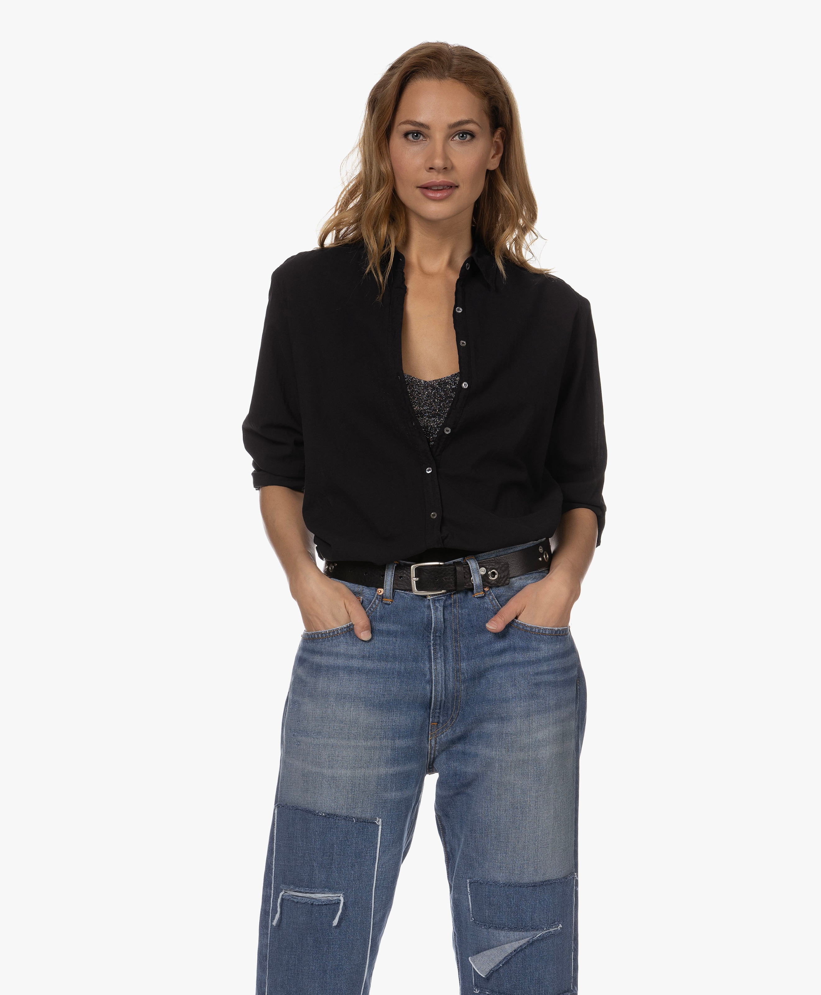Beau Lichtgewicht Poplin Overhemdblouse