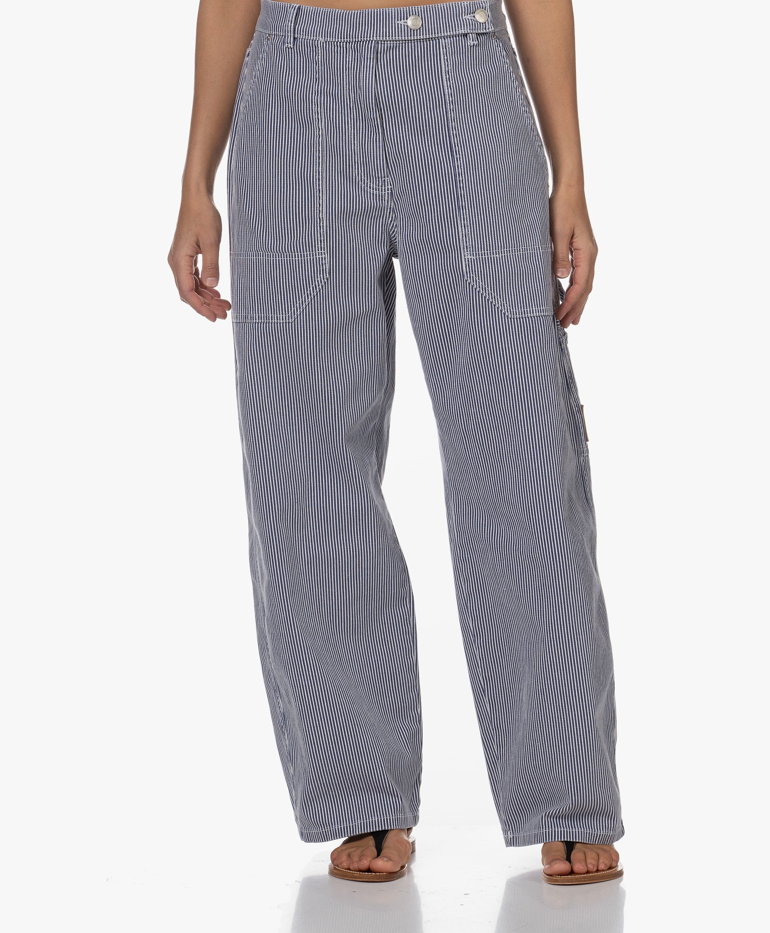 Fancie Denim Pants Met Strepen