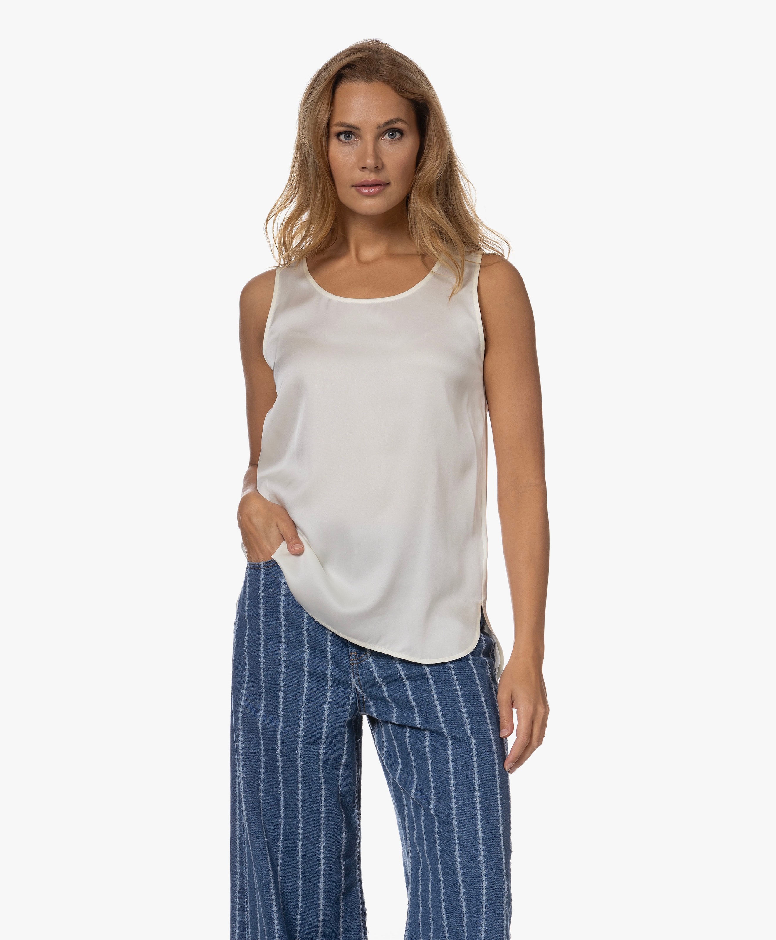 Mouwloze Stretch-Zijden Top