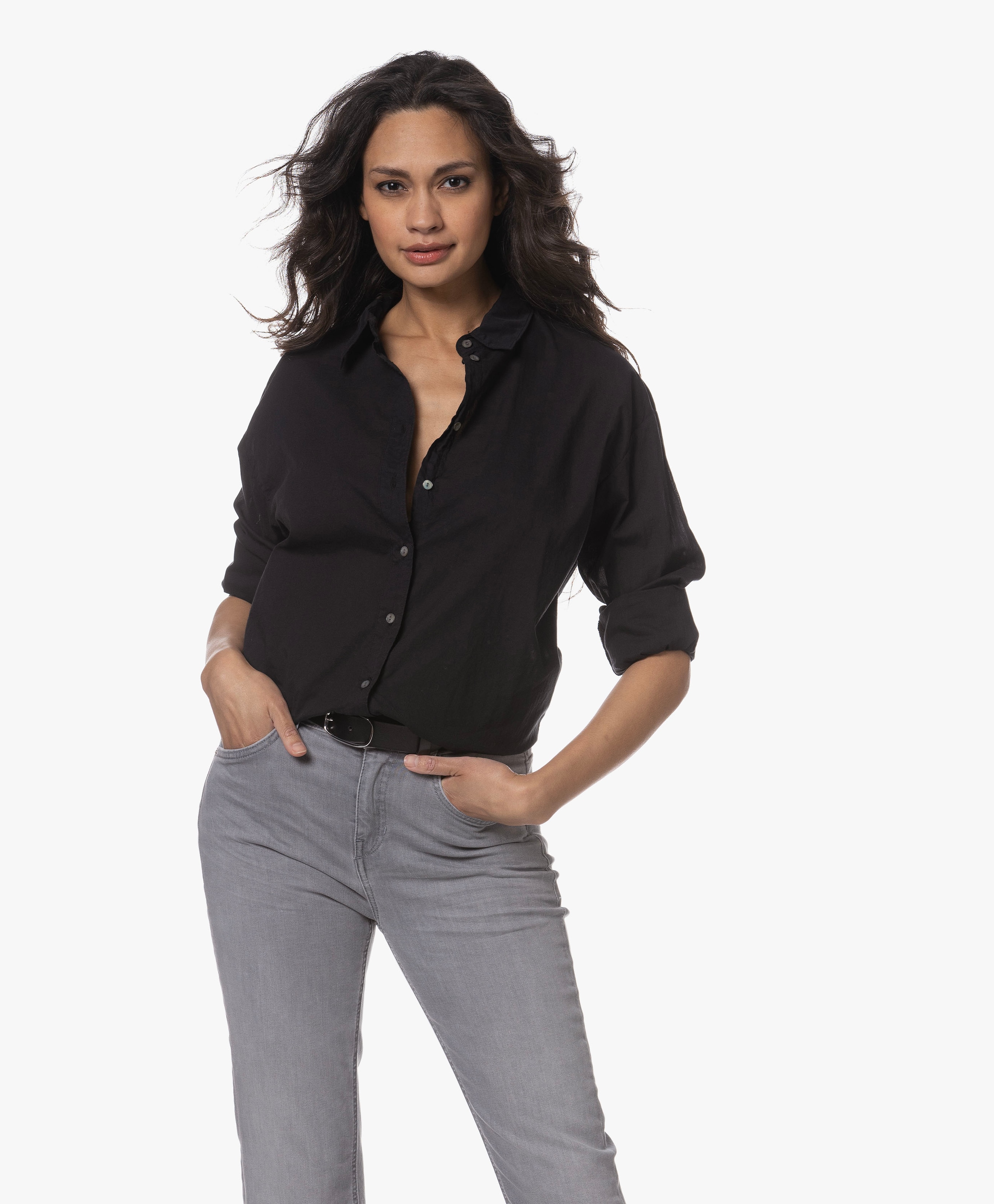 Gewassen Katoenen Overhemdblouse