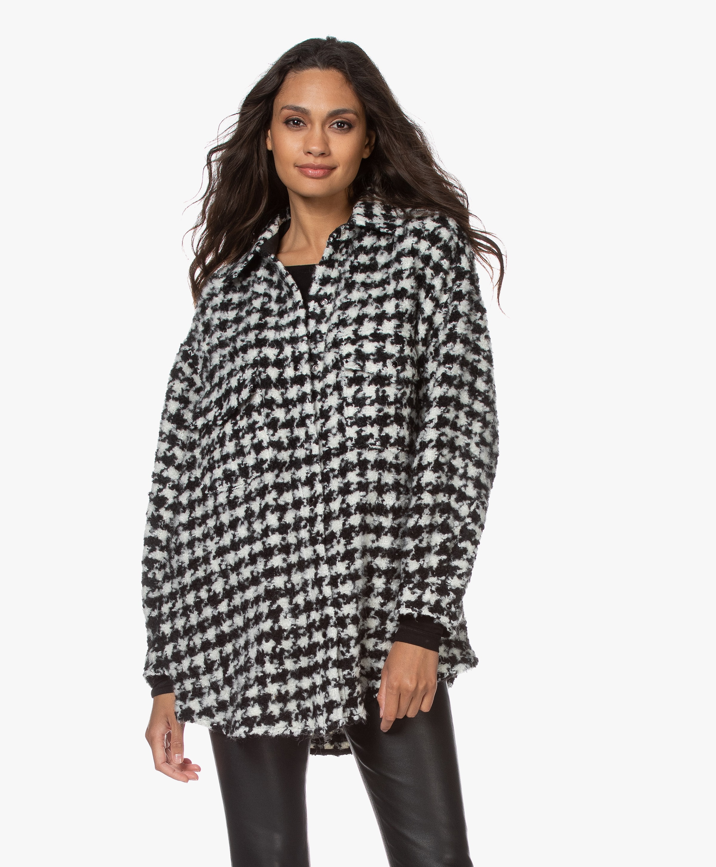 Cheapest IRO Trouble Oversized Houndstooth Boucle Coat