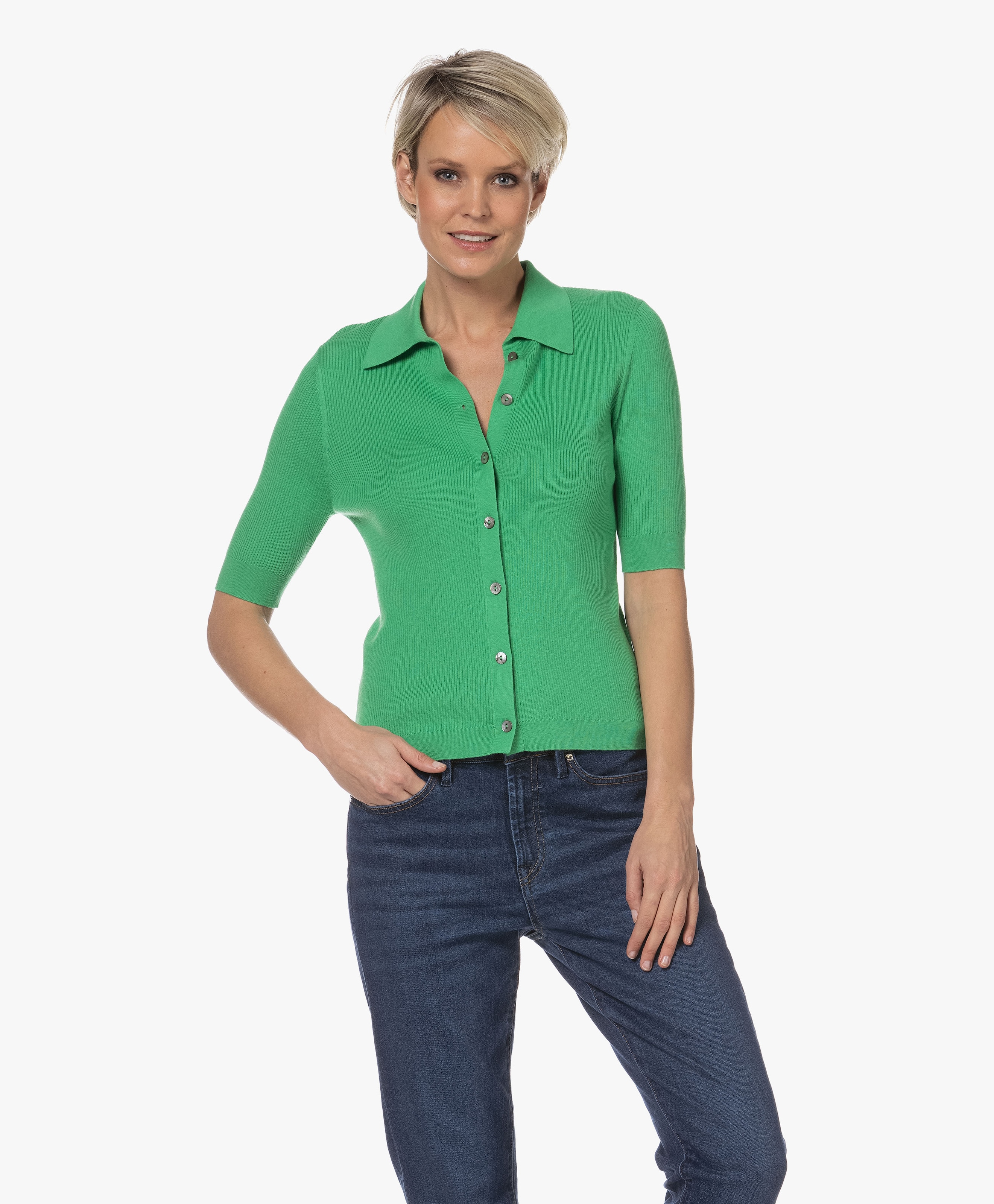 Katoen en Cashmere Polo Vest
