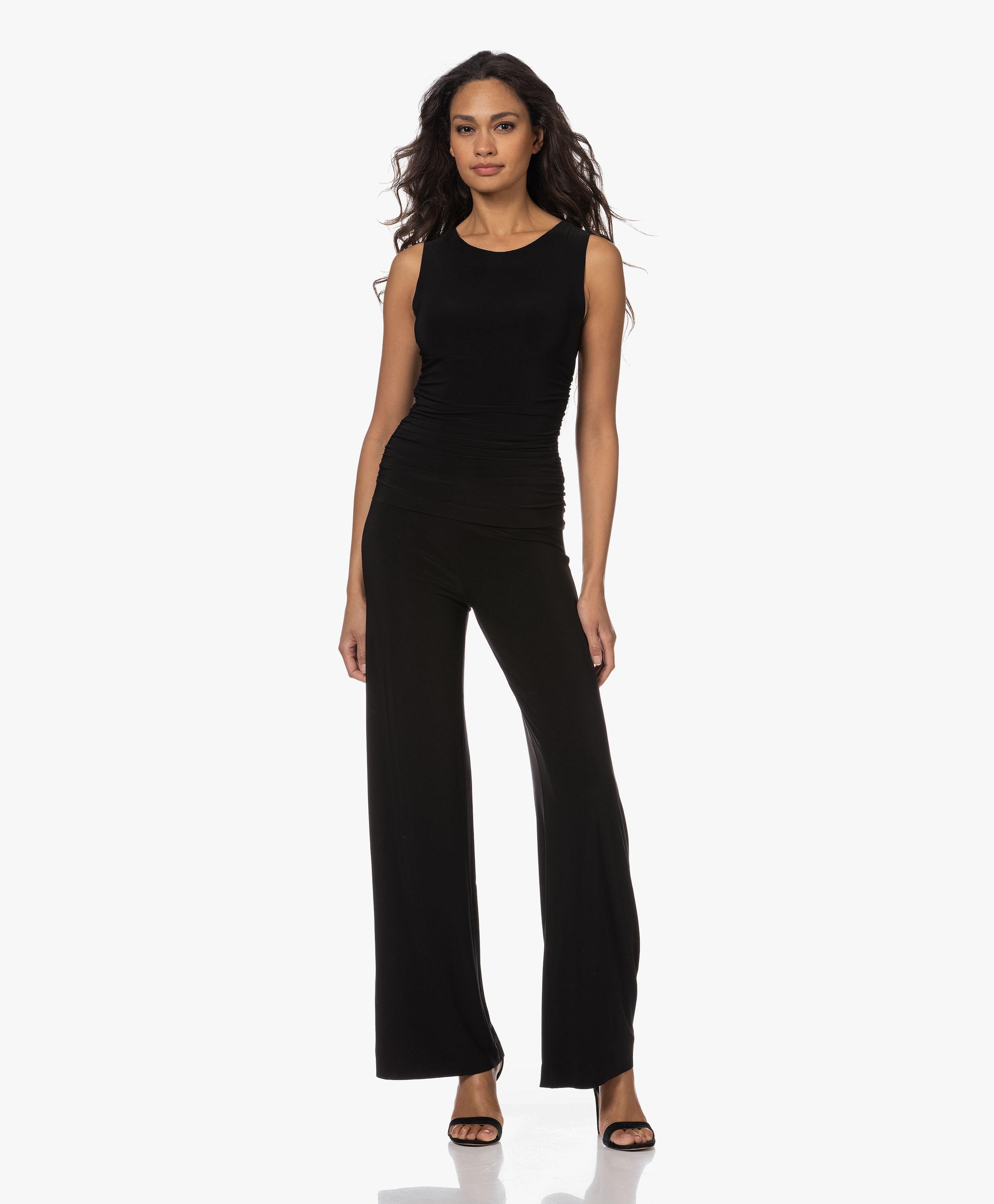 Sleeveless Shirred Travel Jersey Jumpsuit