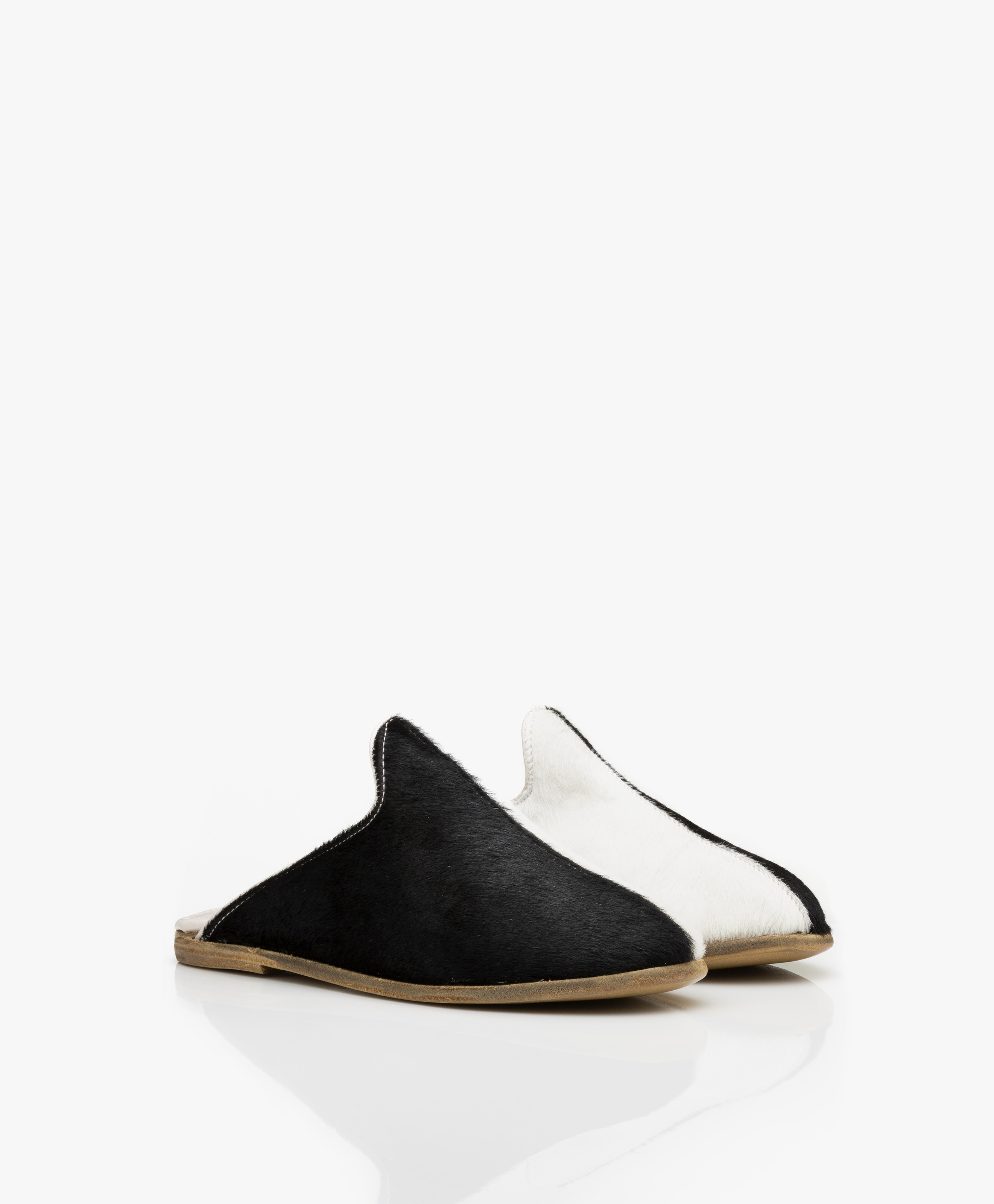 Hairy Leather Two-tone Mules