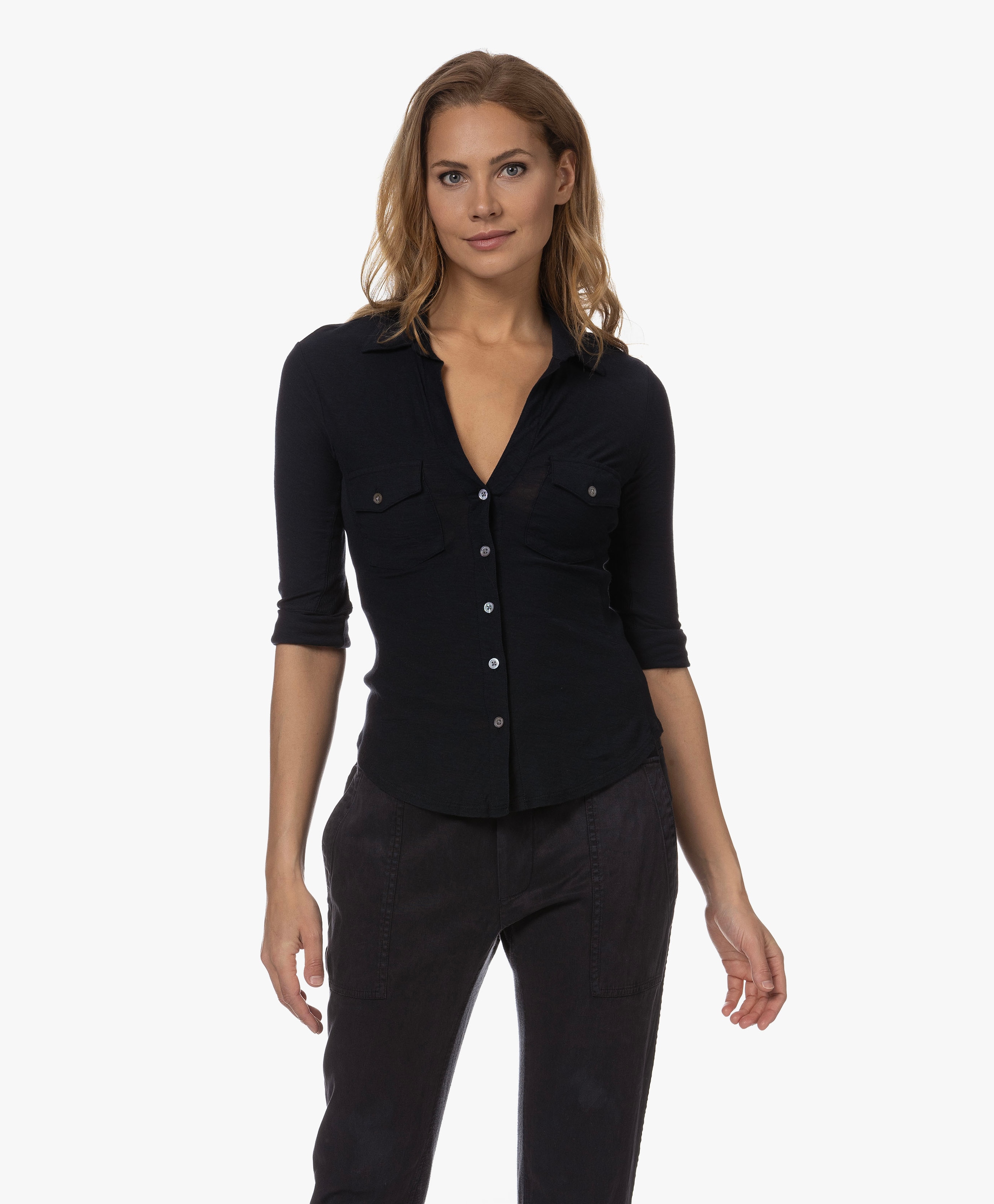 Contrast Panel Jersey Blouse
