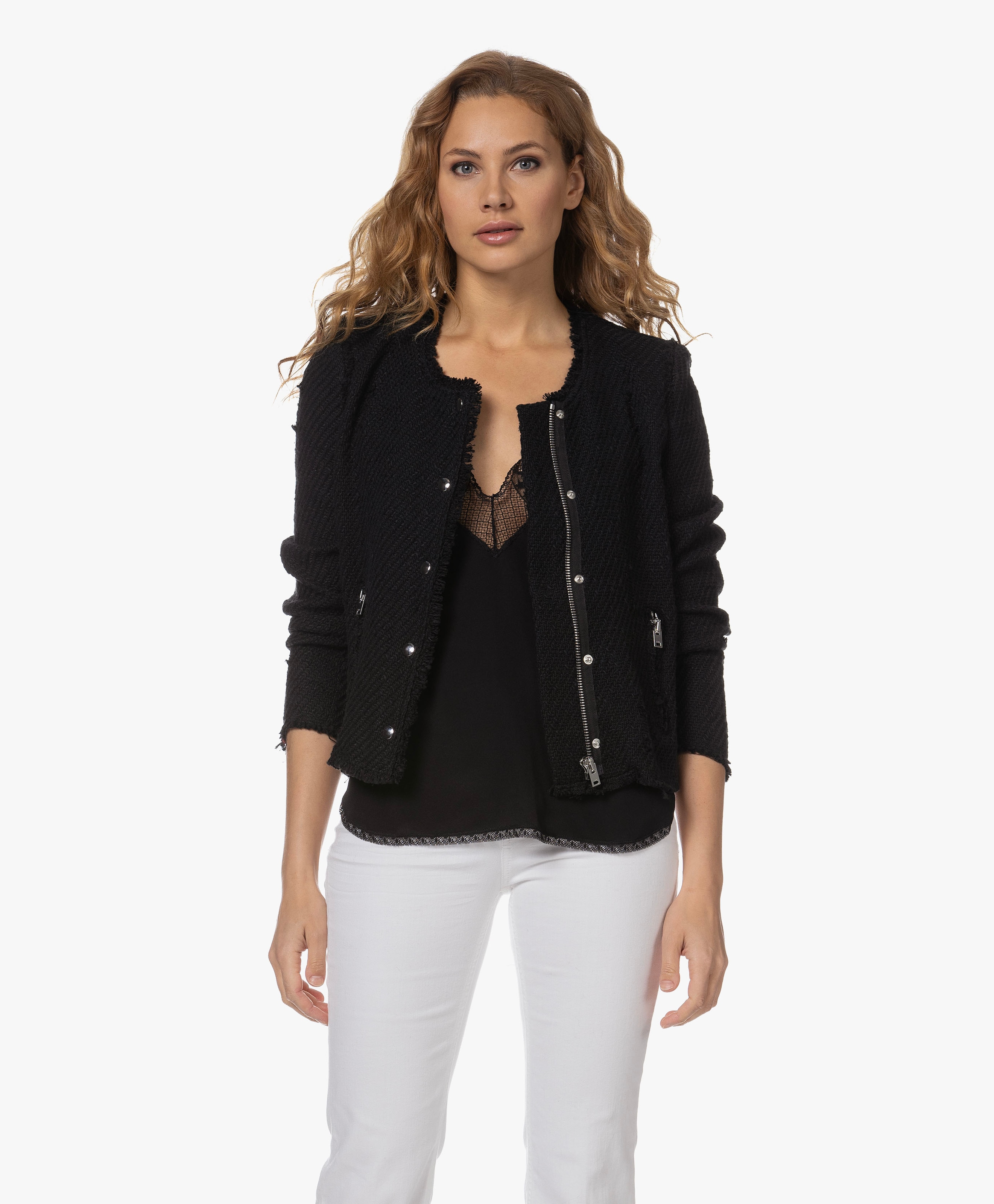 Agnette Distressed Boucle Blazer