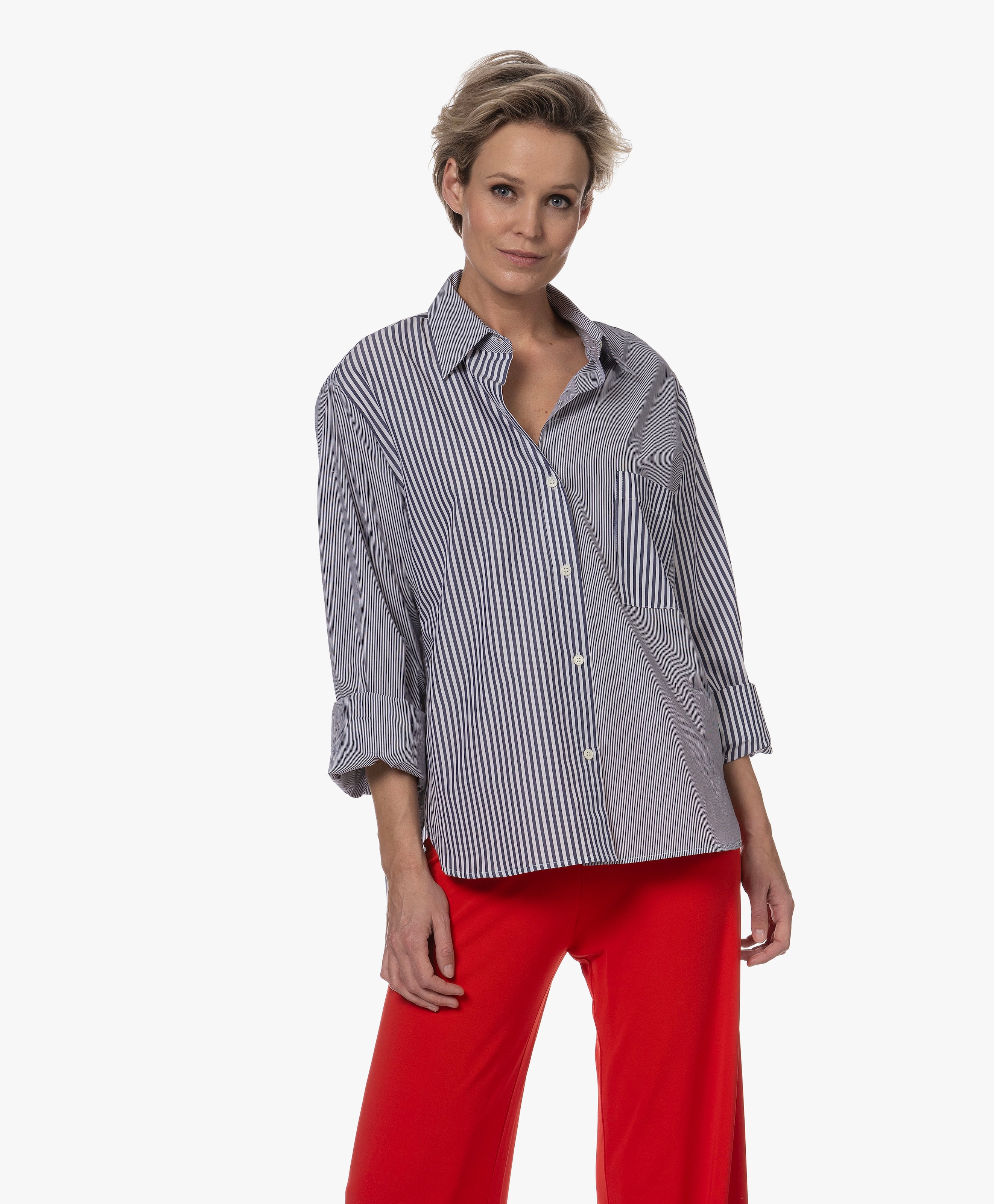 Poplin Gestreepte Overhemdblouse
