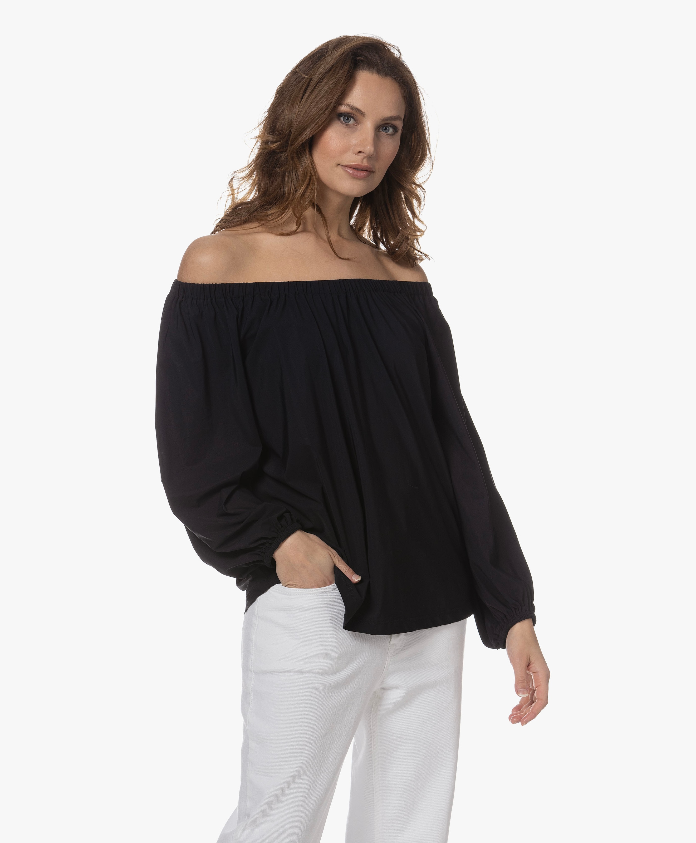 Jersey Off-shoulder Blouse