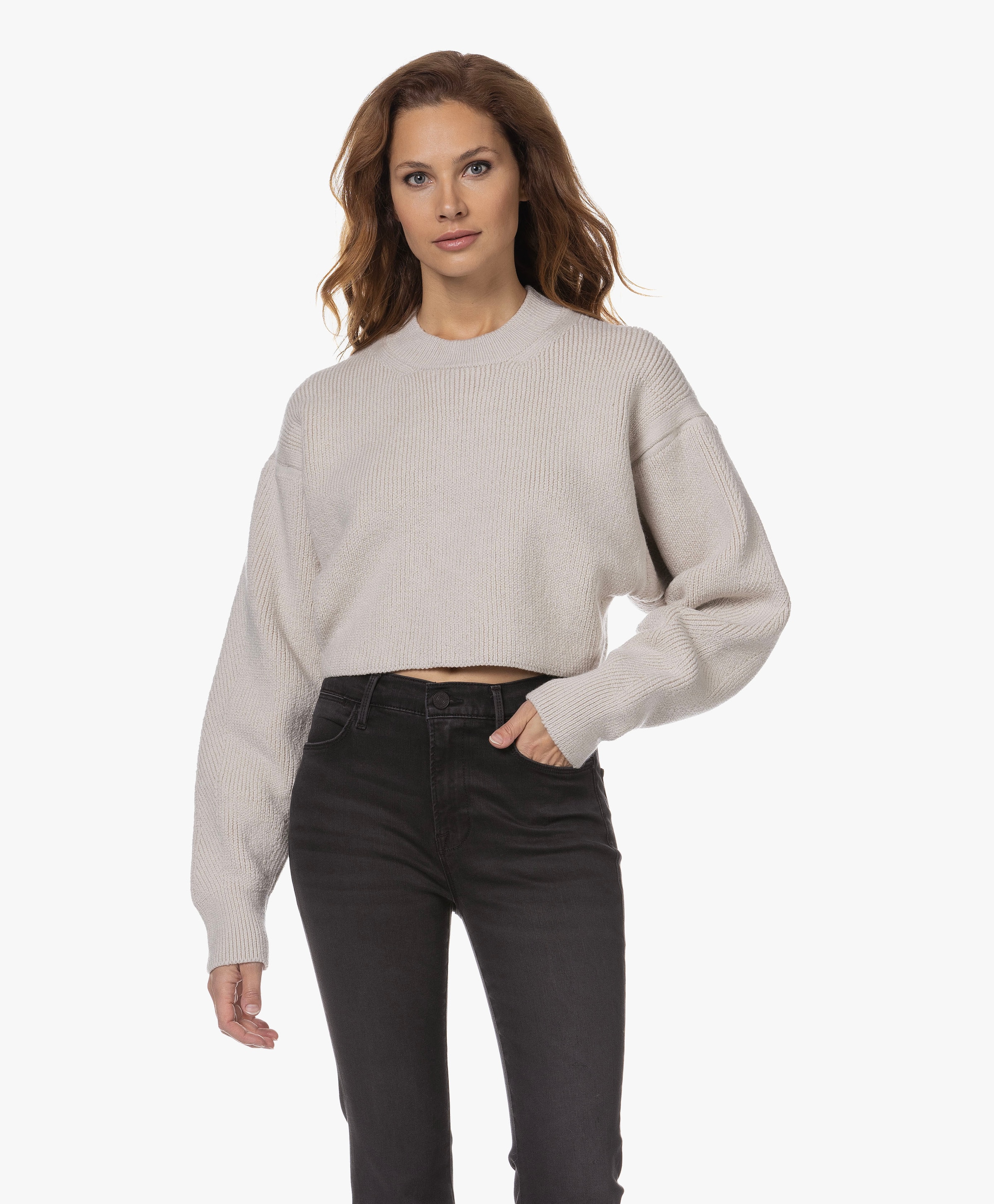 Cropped ribbed sweater hotsell