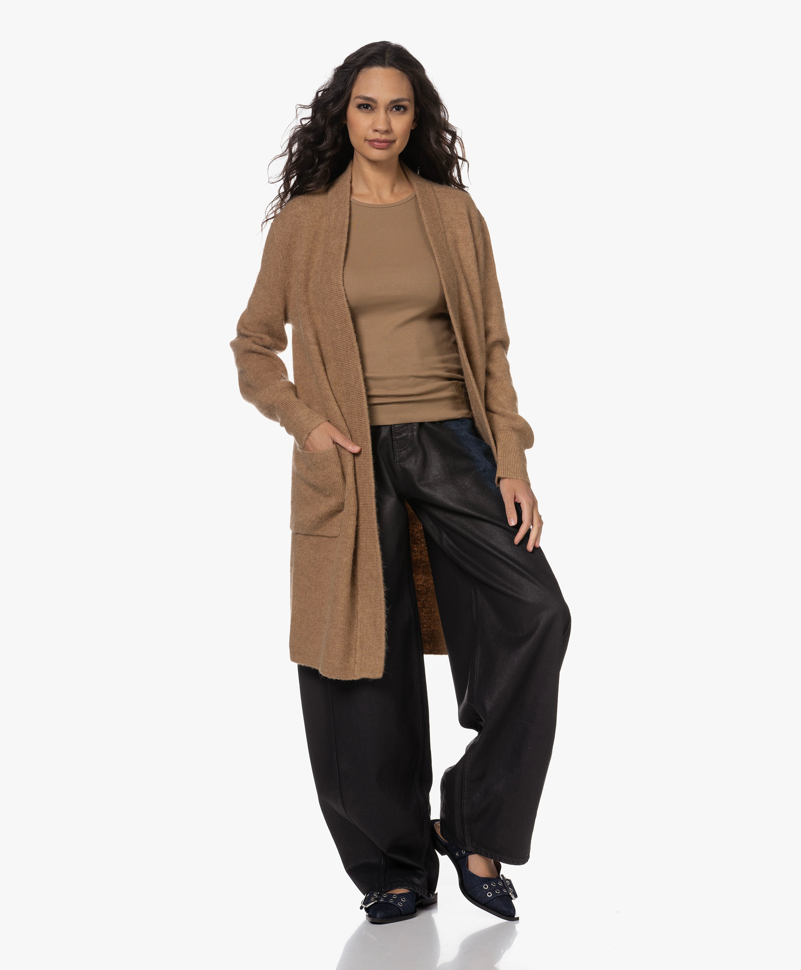 Long Wool Blend Cardigan
