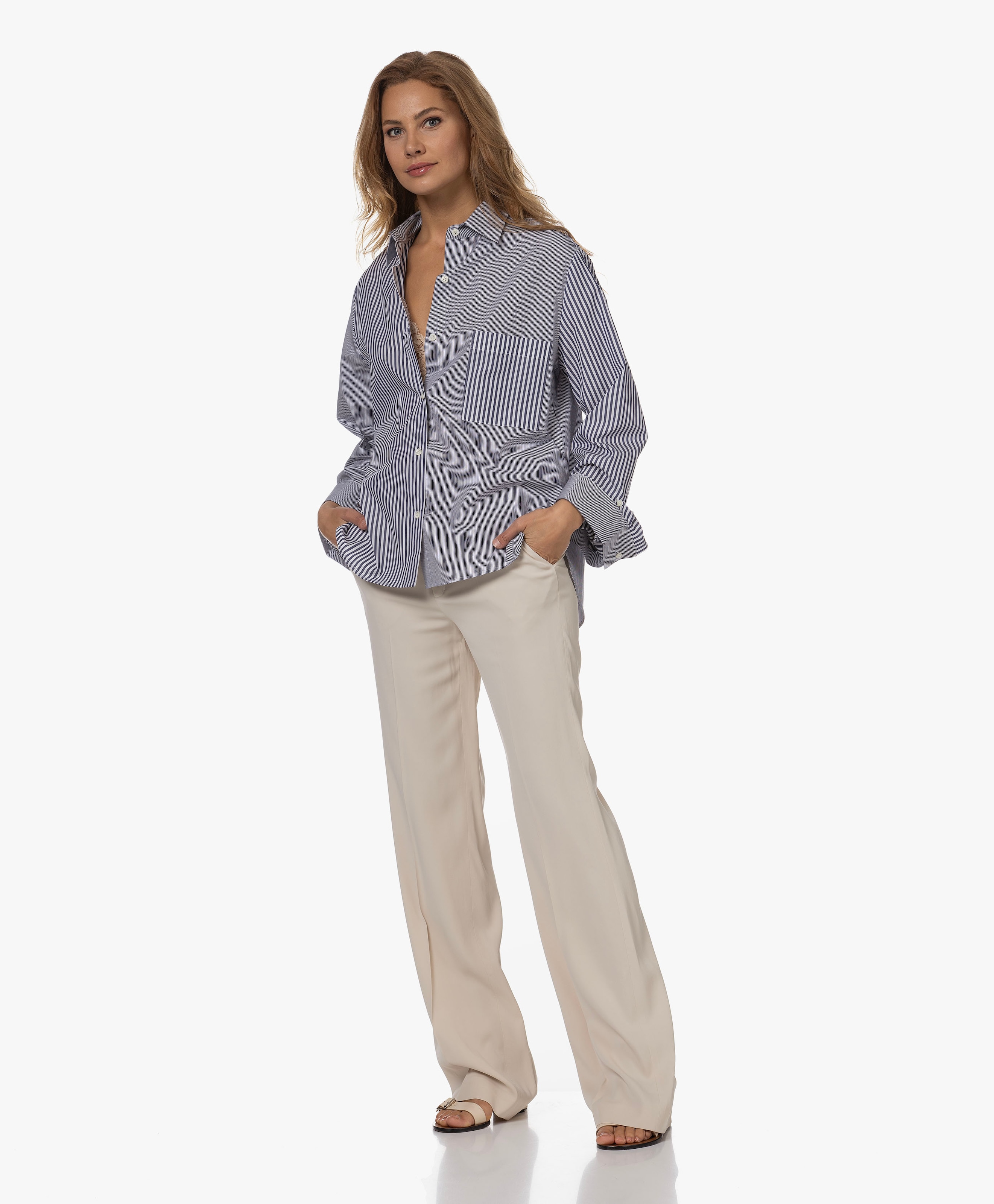 Poplin Gestreepte Overhemdblouse