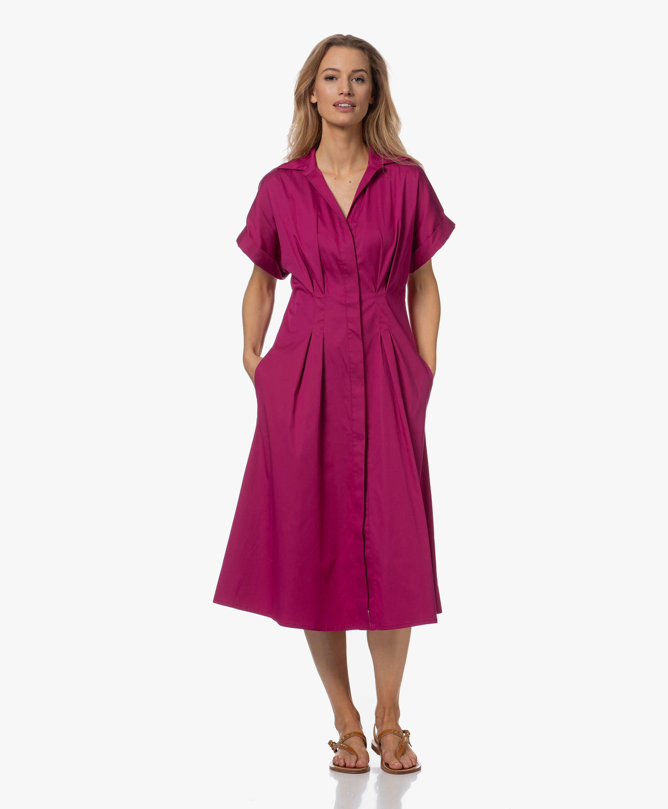 Geplooide Midi Jurk