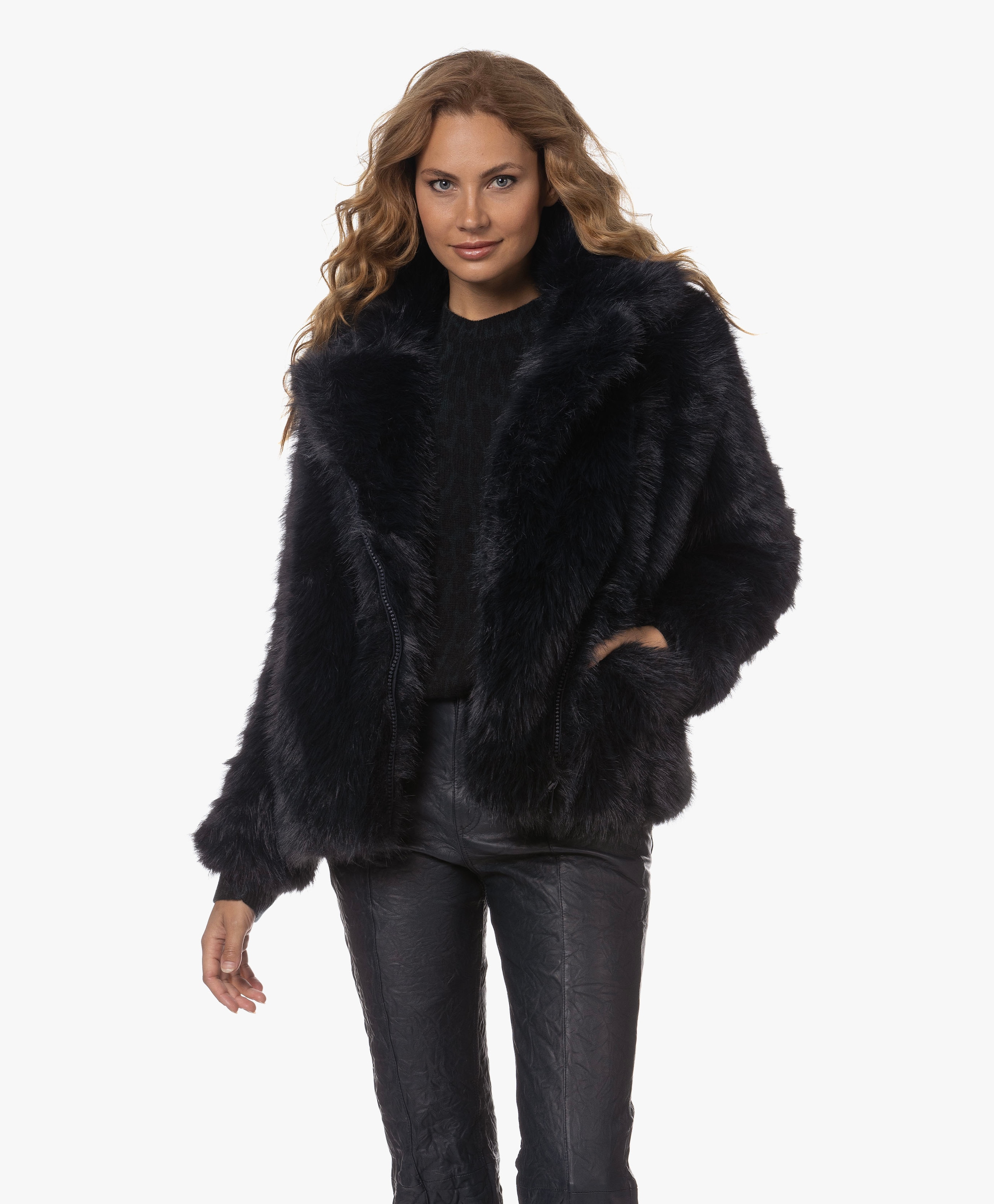 Freeze Color Faux Fur Jas