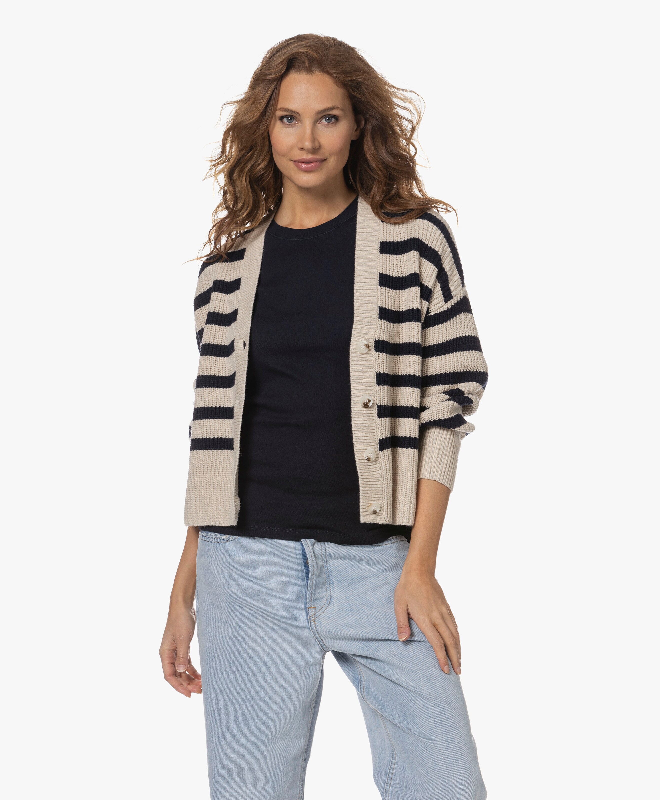 Tupper Striped Cotton-Wool Blend Cardigan