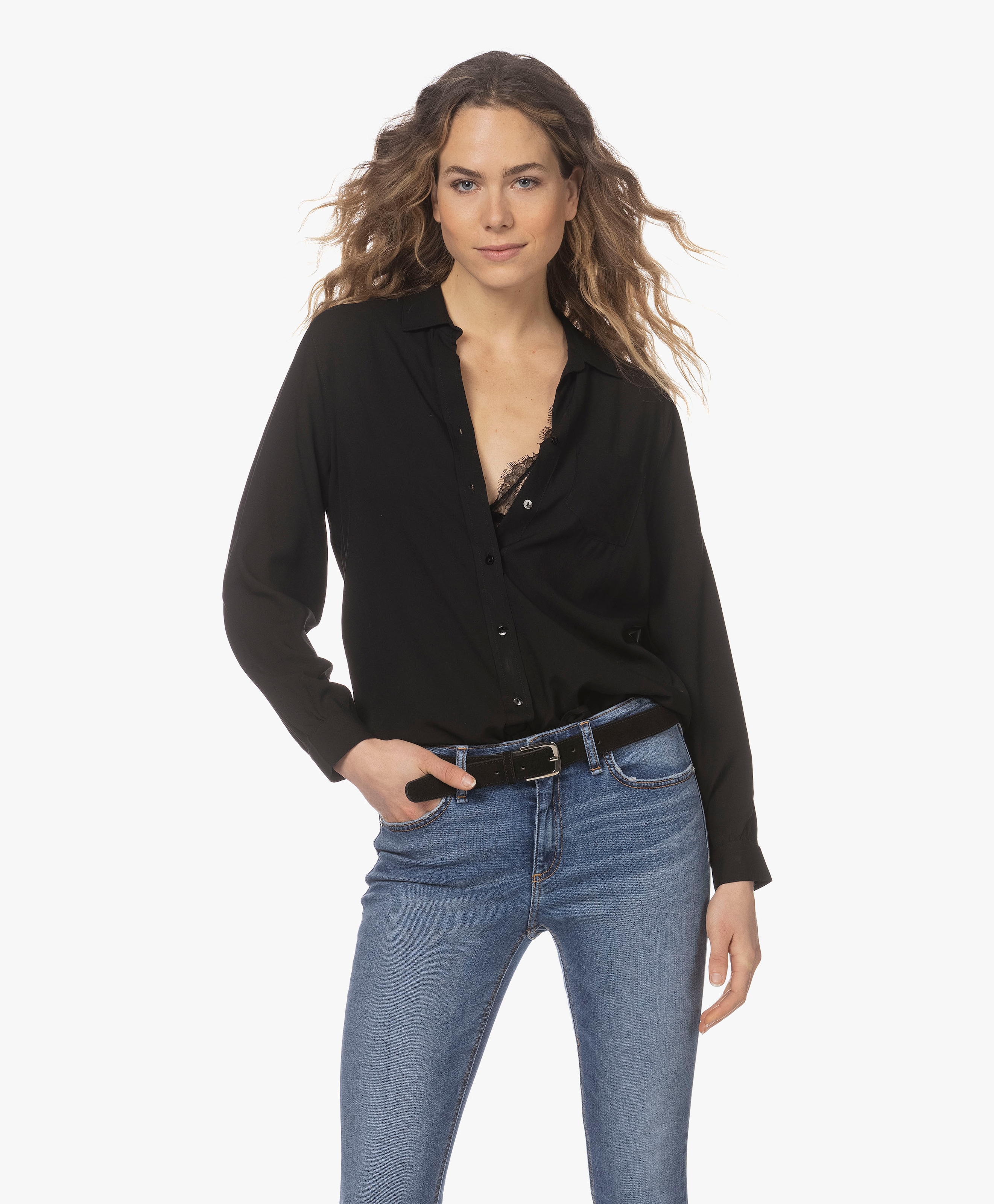 Noemi Viscose Splithals Blouse