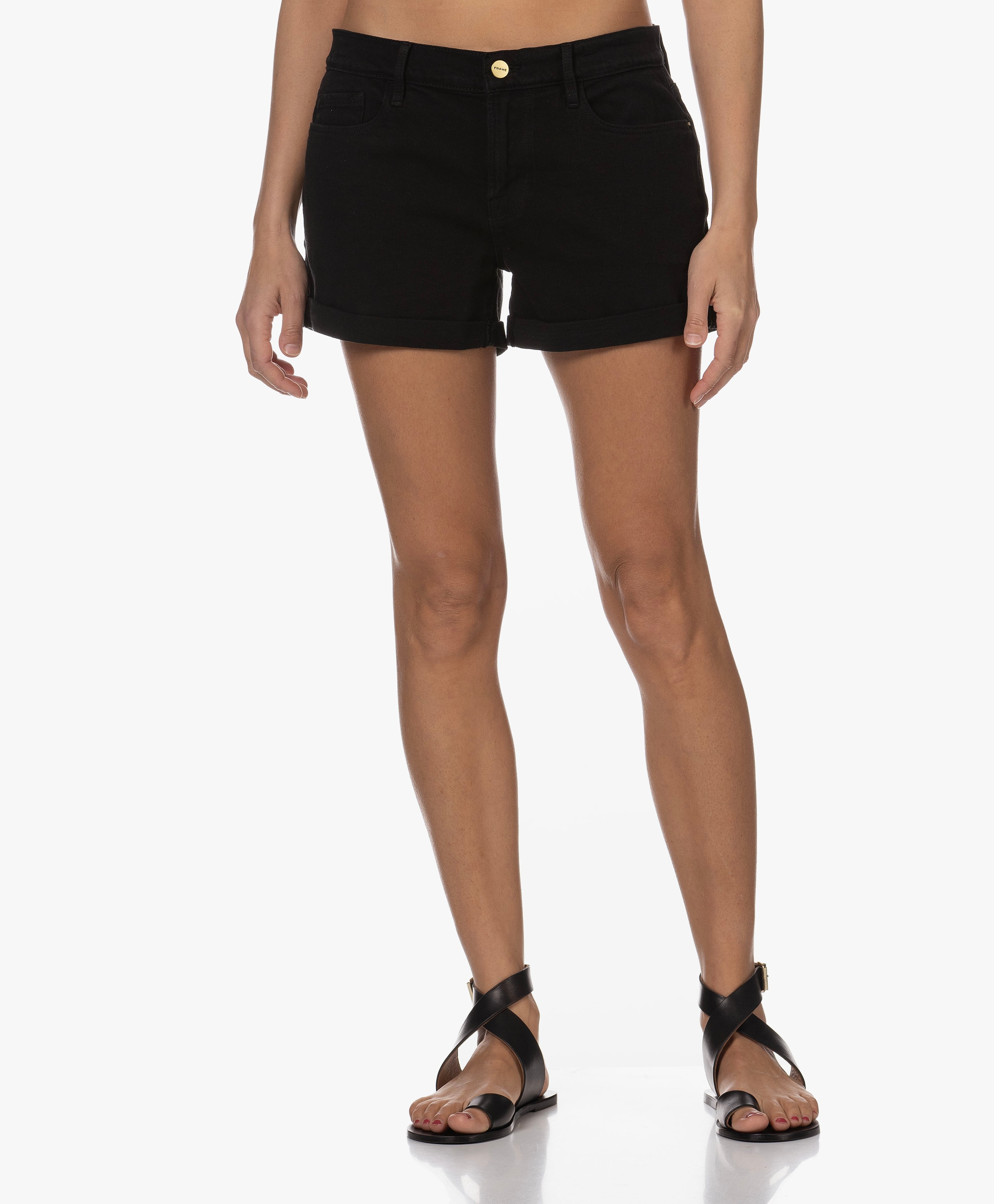 Le Cutoff Denim Short met Omslag