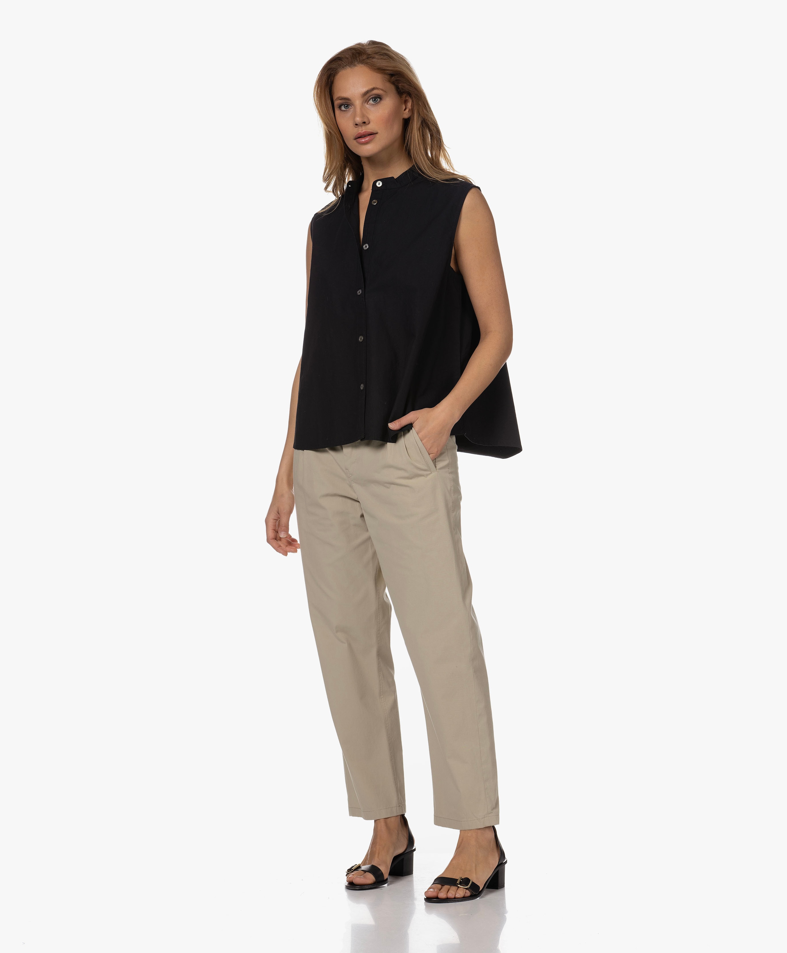 Elisa Mouwloze Poplin Blouse