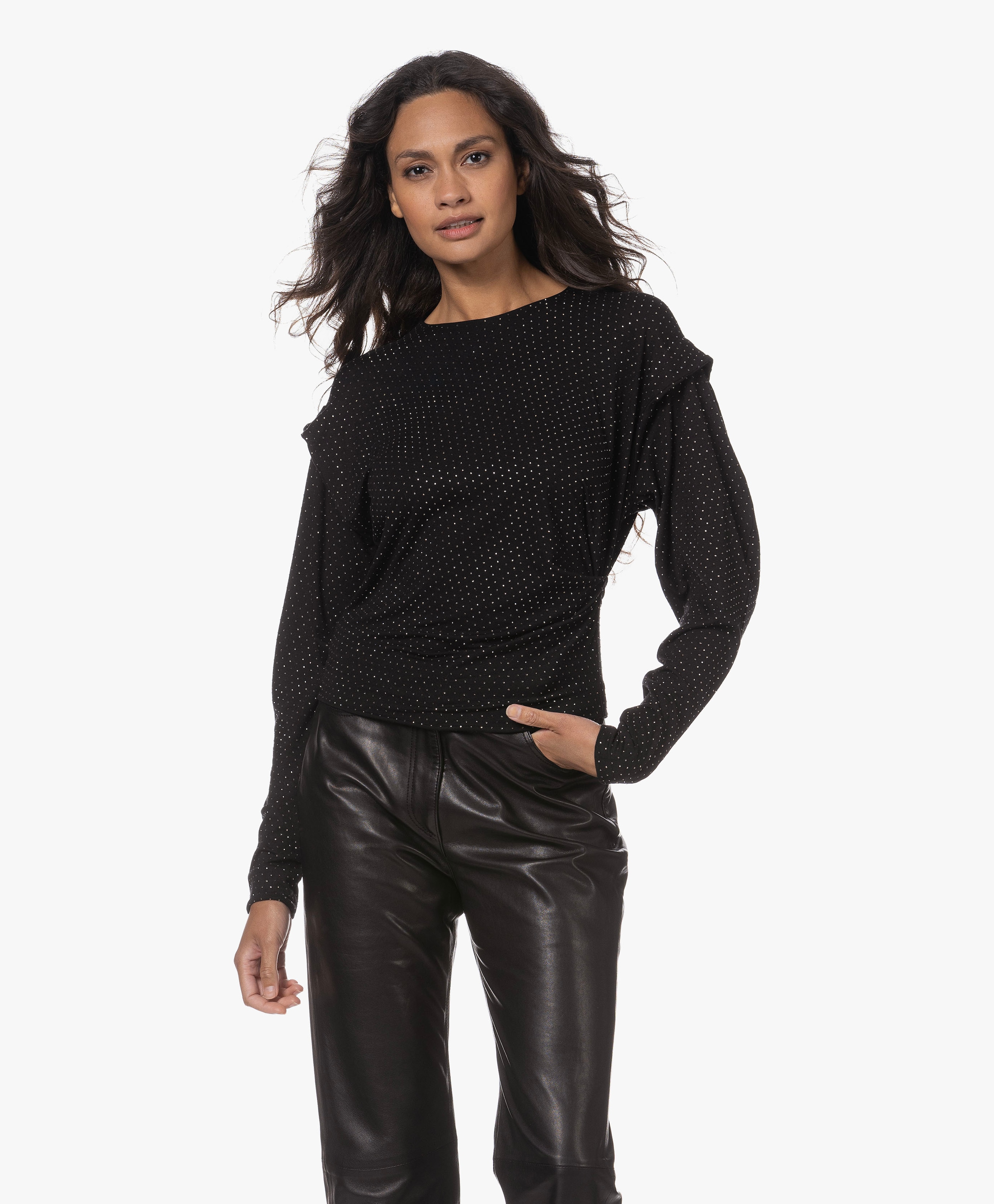 Nirin Strass Longsleeve met Plooidetails