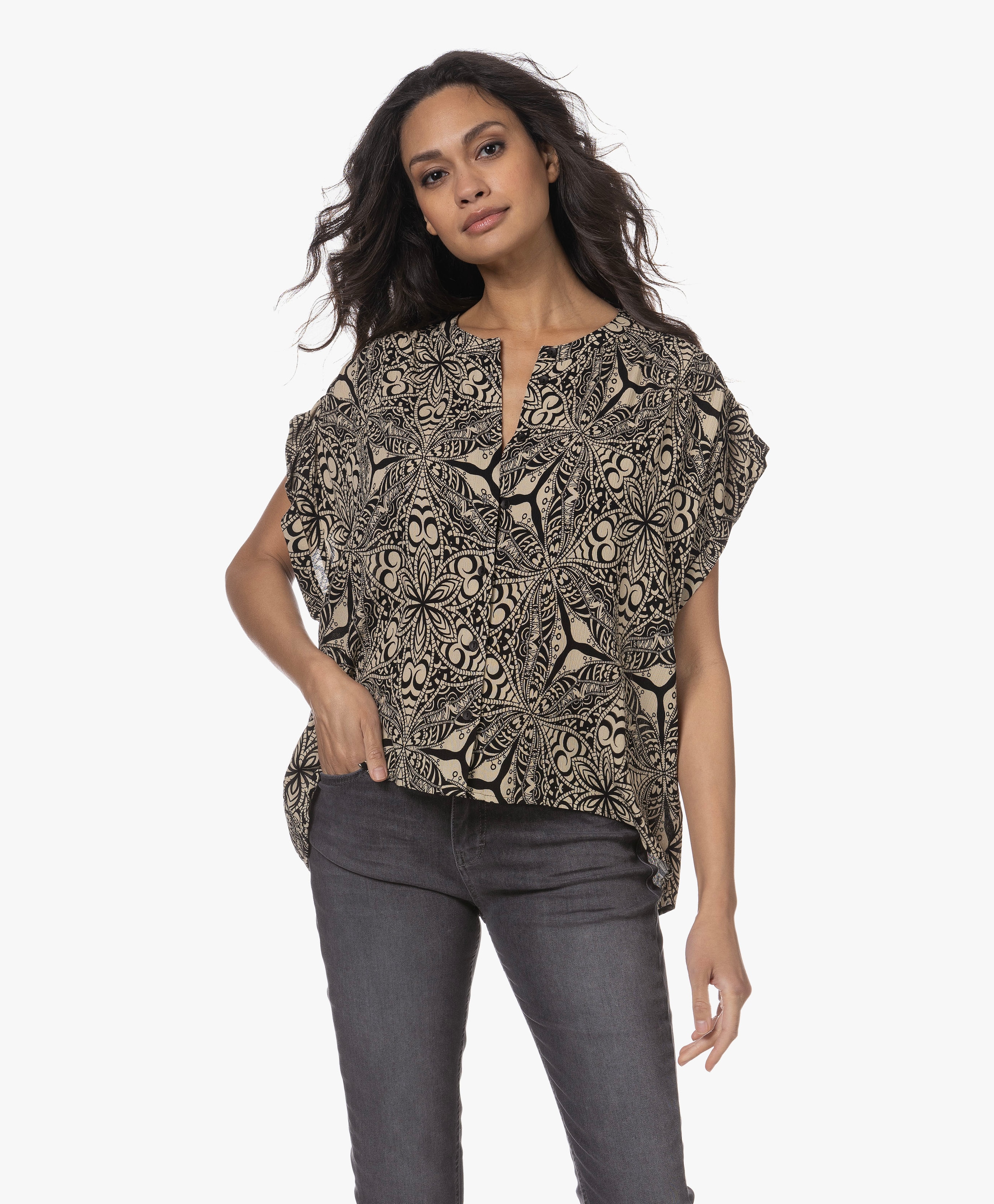 Nada Cartouche Print Viscose Blouse