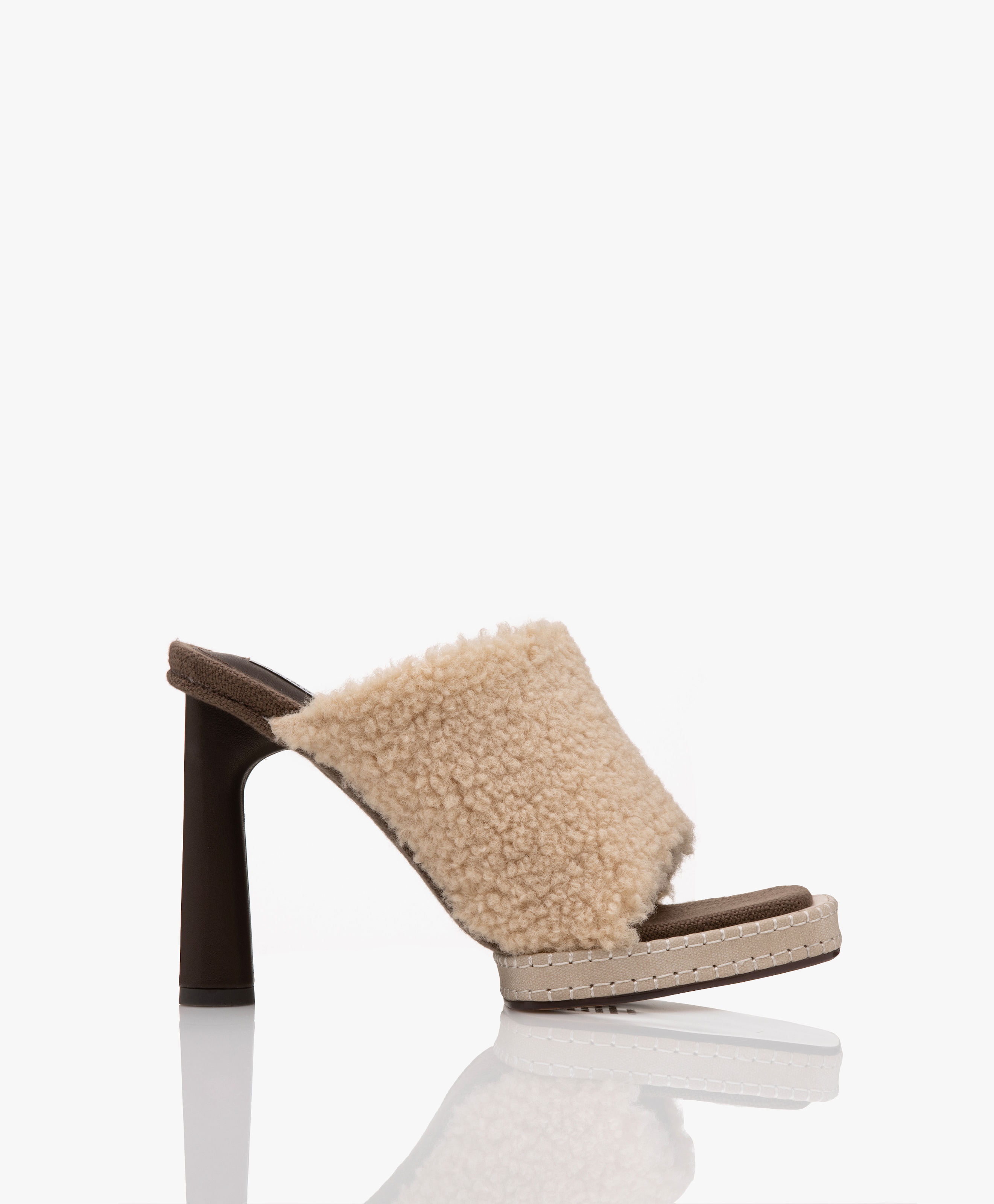 Giselle Shearling Mixed Media Mules
