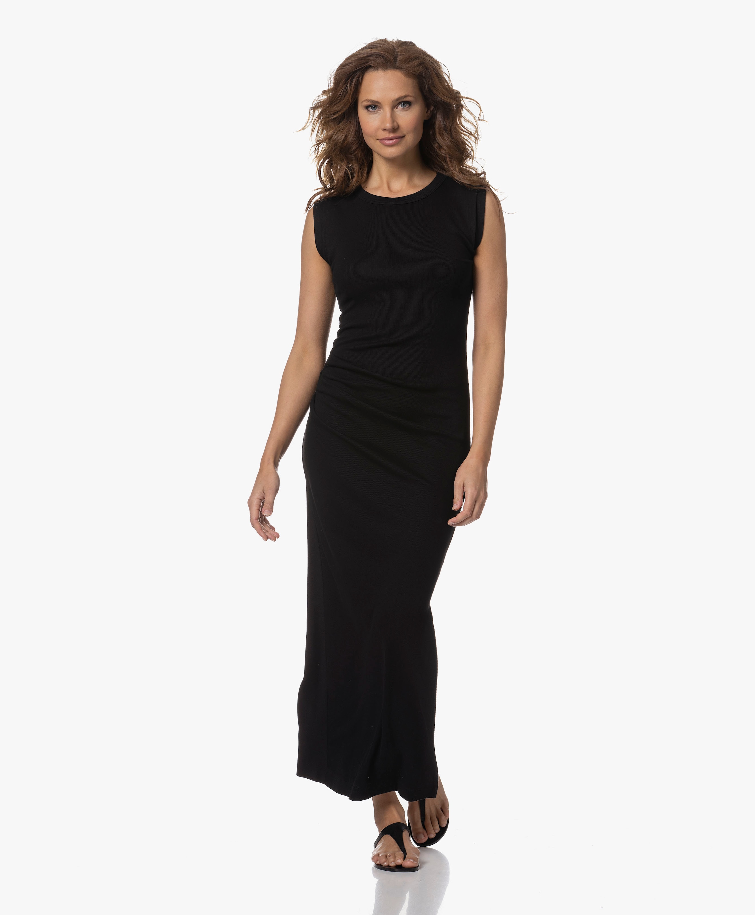 Calliope Ribjersey Maxi Jurk met Split