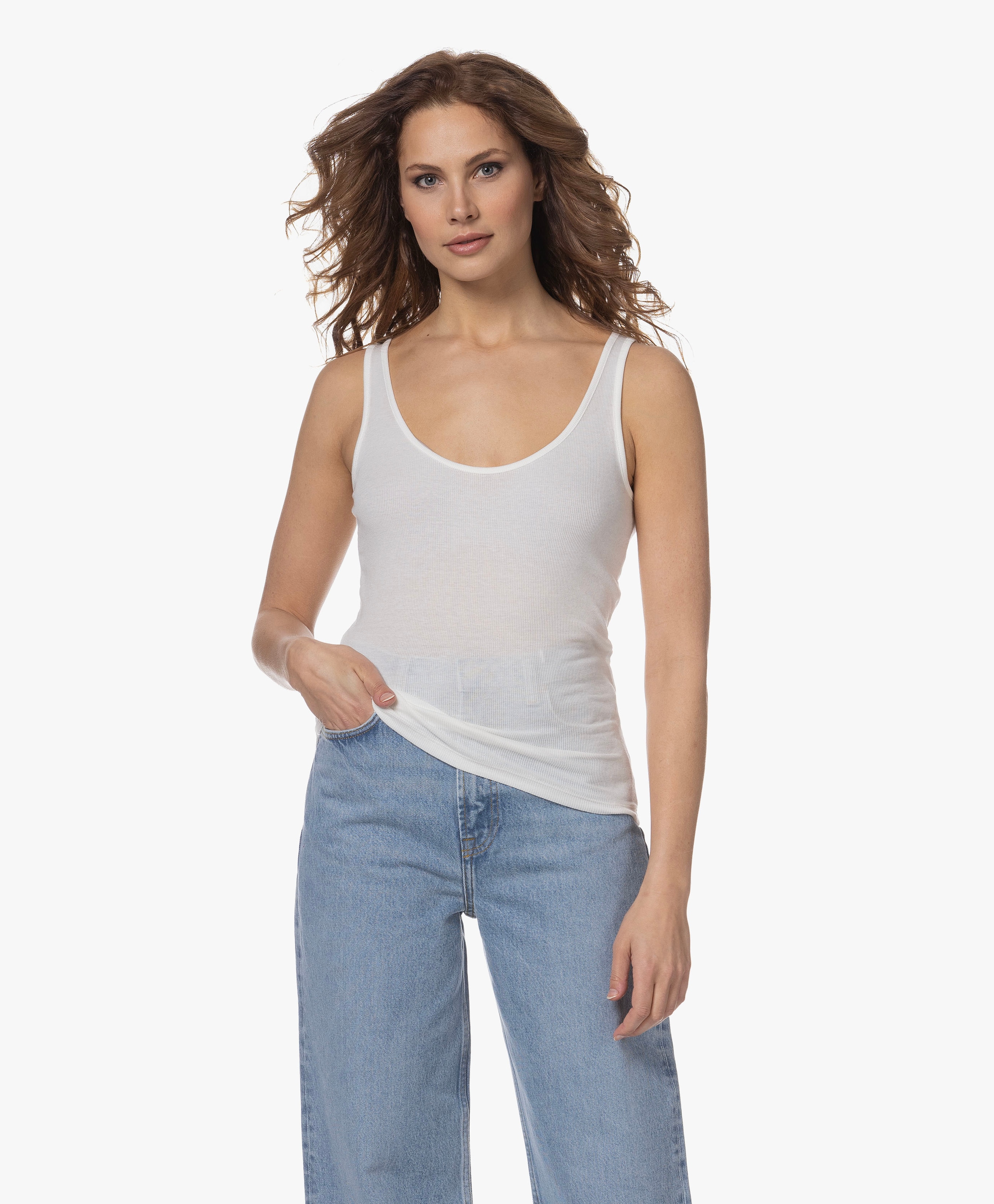 Ribgebreide Lyocellmix Tanktop