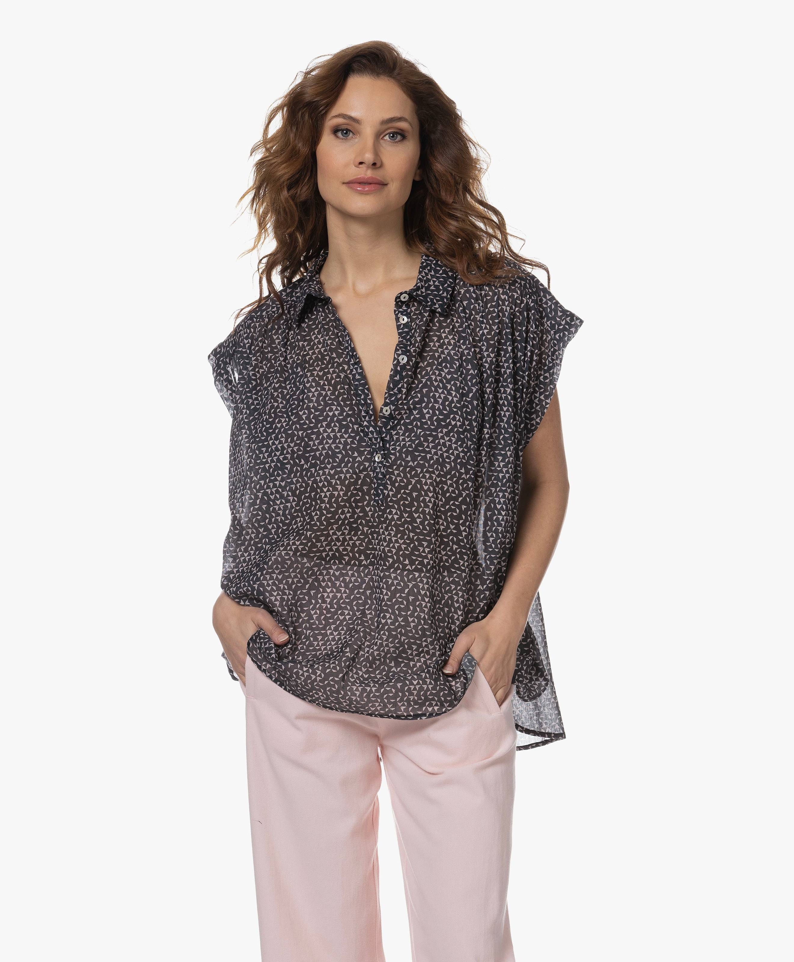 Stevie Paper Print Voile Blouse