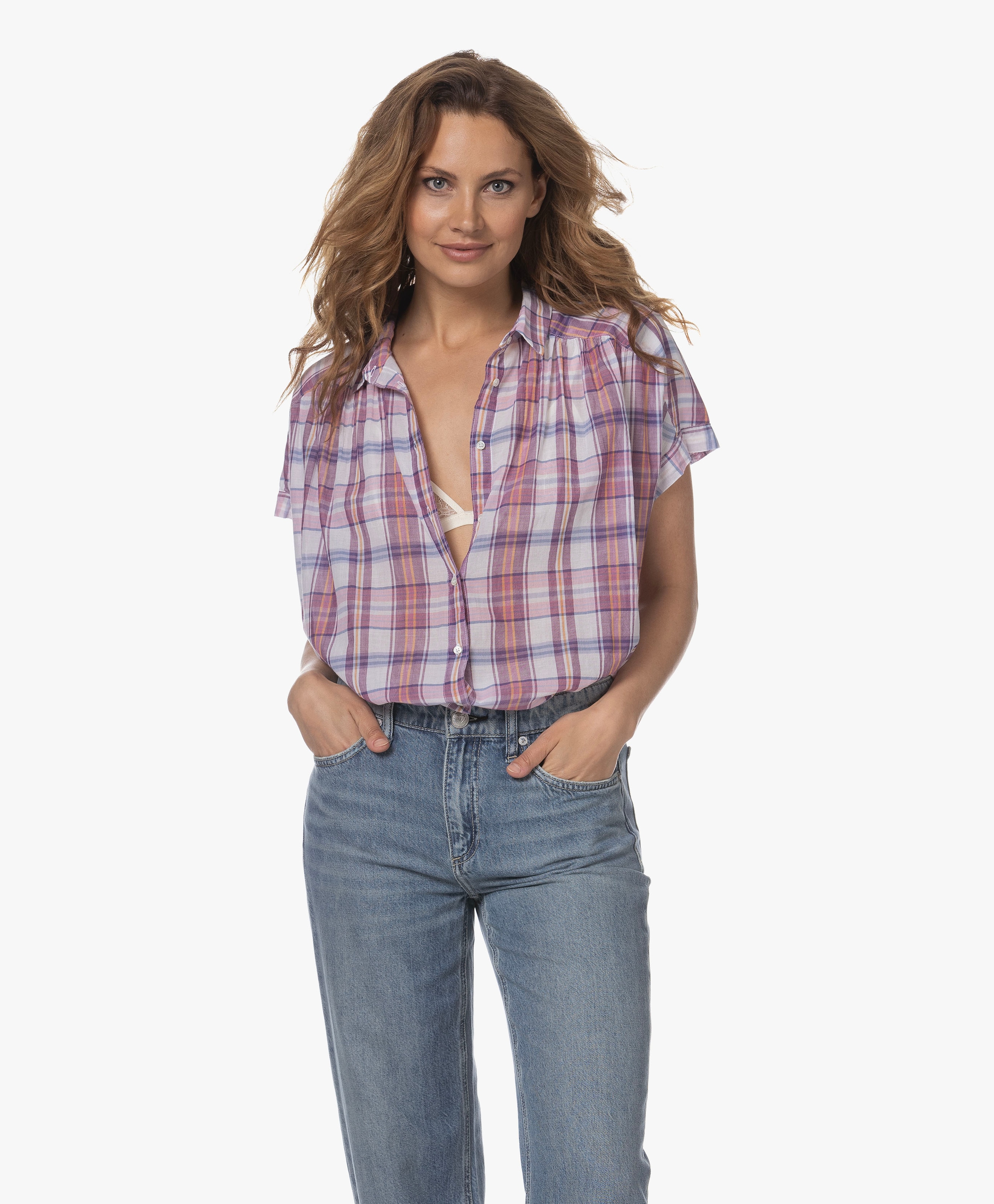 Paxton Plaid Short Sleeved Shirt Blouse