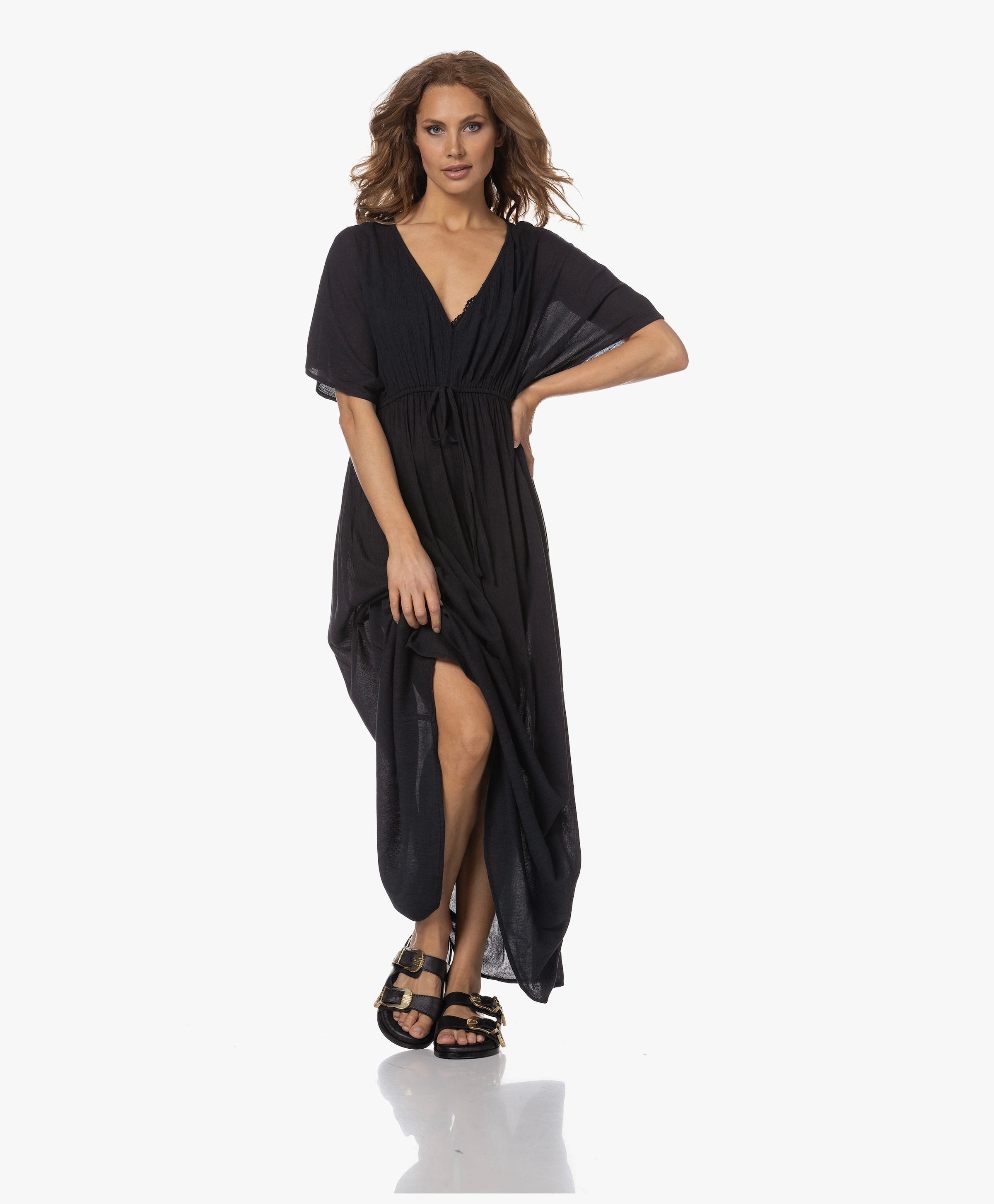 Fit and Flare Crinkle Maxi Dress by bar PB