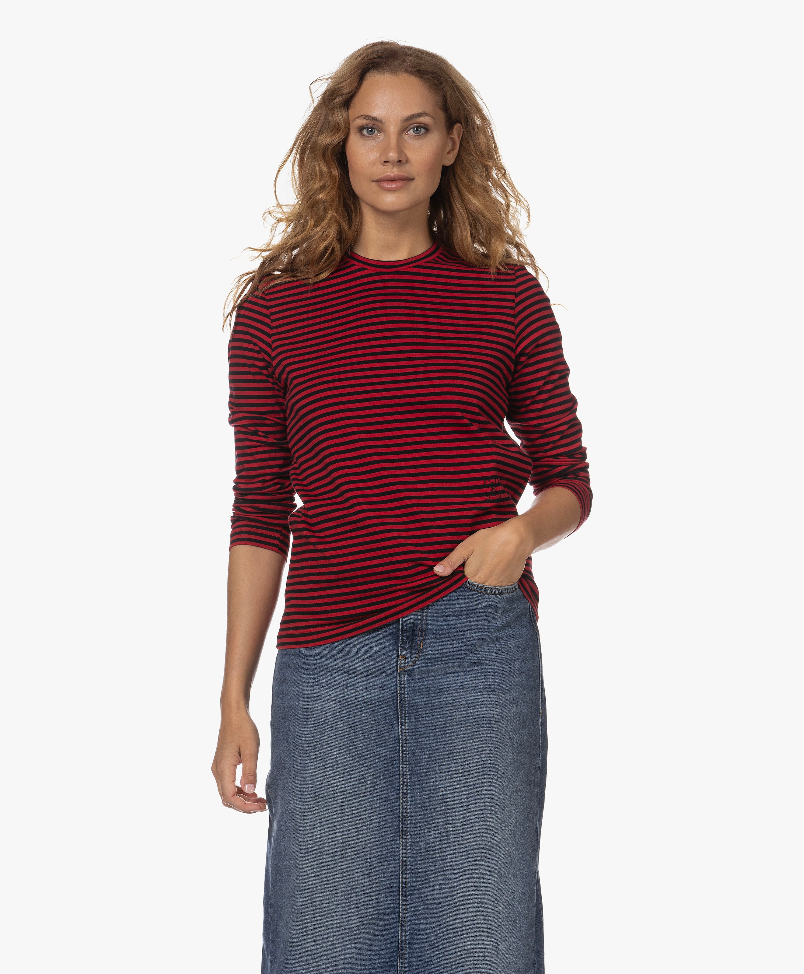 Gestreepte Longsleeve met Ronde Hals