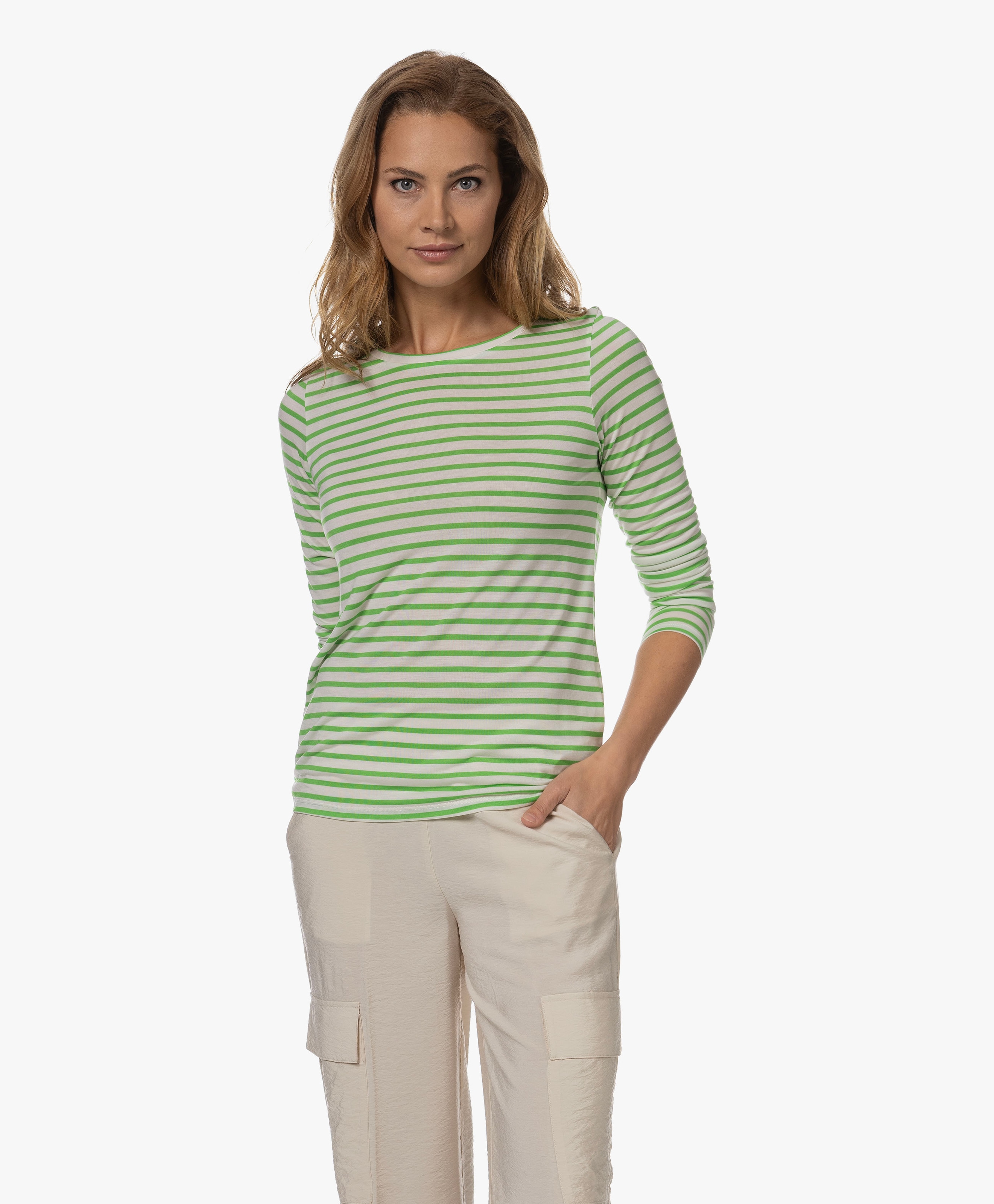 Caro Long Sleeve Lyocell Jersey with Stripes